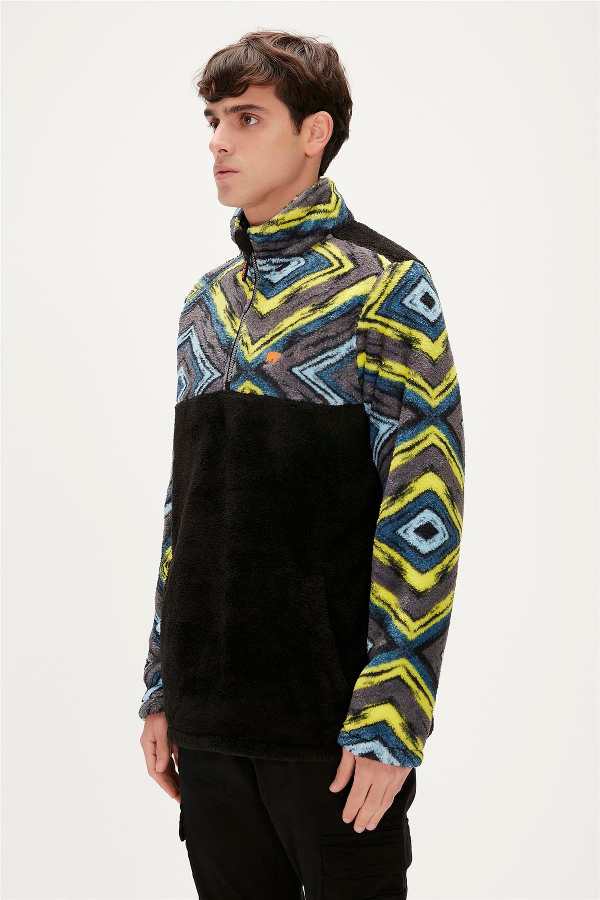 AFRO HALF ZIP PLUSH SİYAH