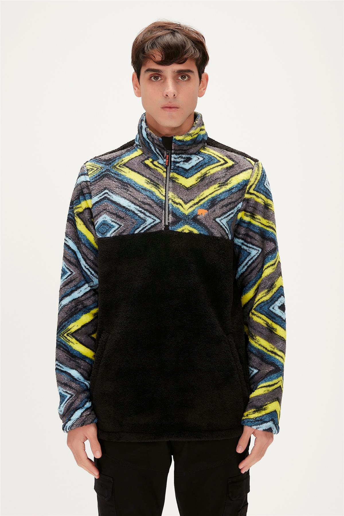 AFRO HALF ZIP PLUSH SİYAH