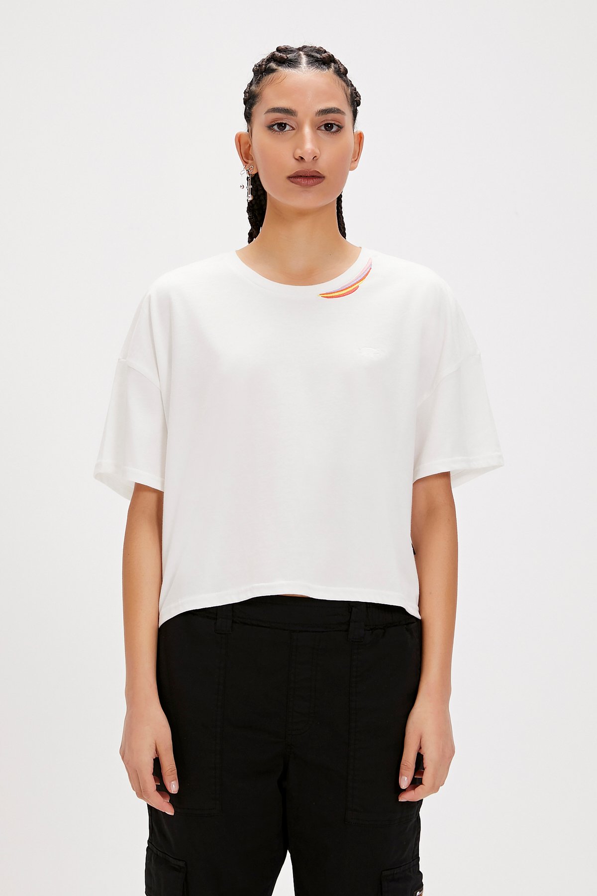 Amanda Beyaz Basic Kadın Tişört