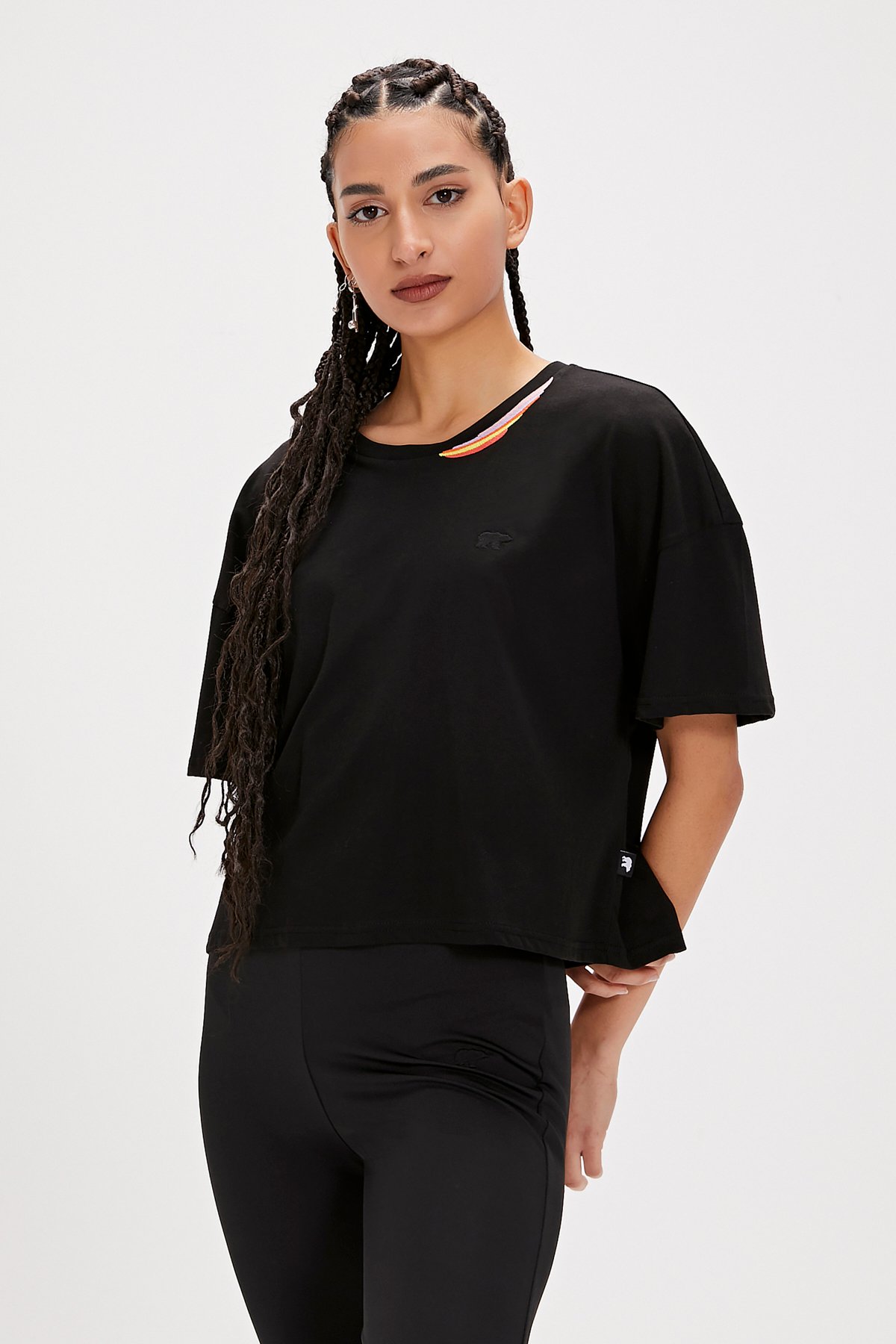 Amanda Siyah Basic Kadın Tişört