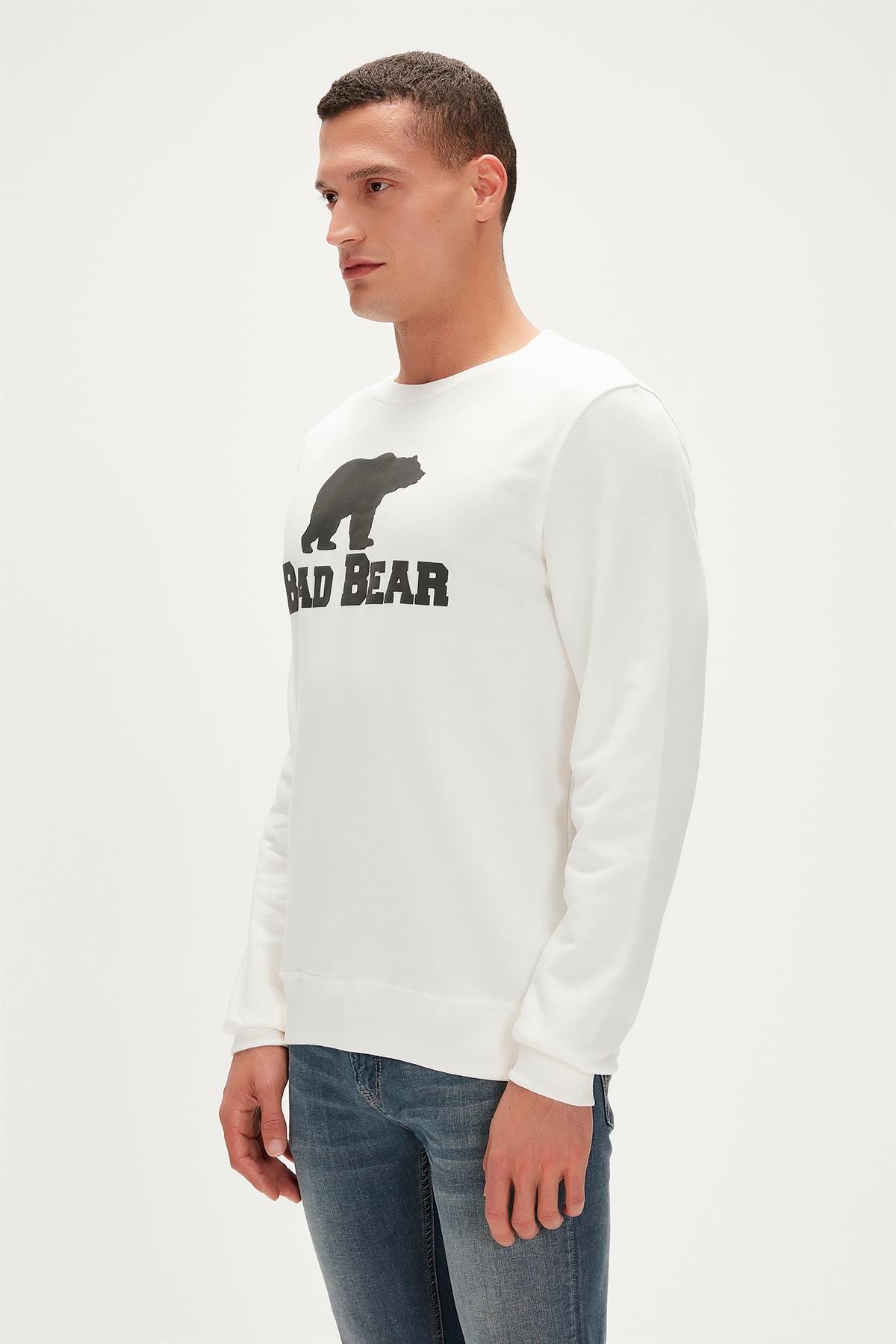 Bad Bear Crewneck Off-White Men's Sweatshirt