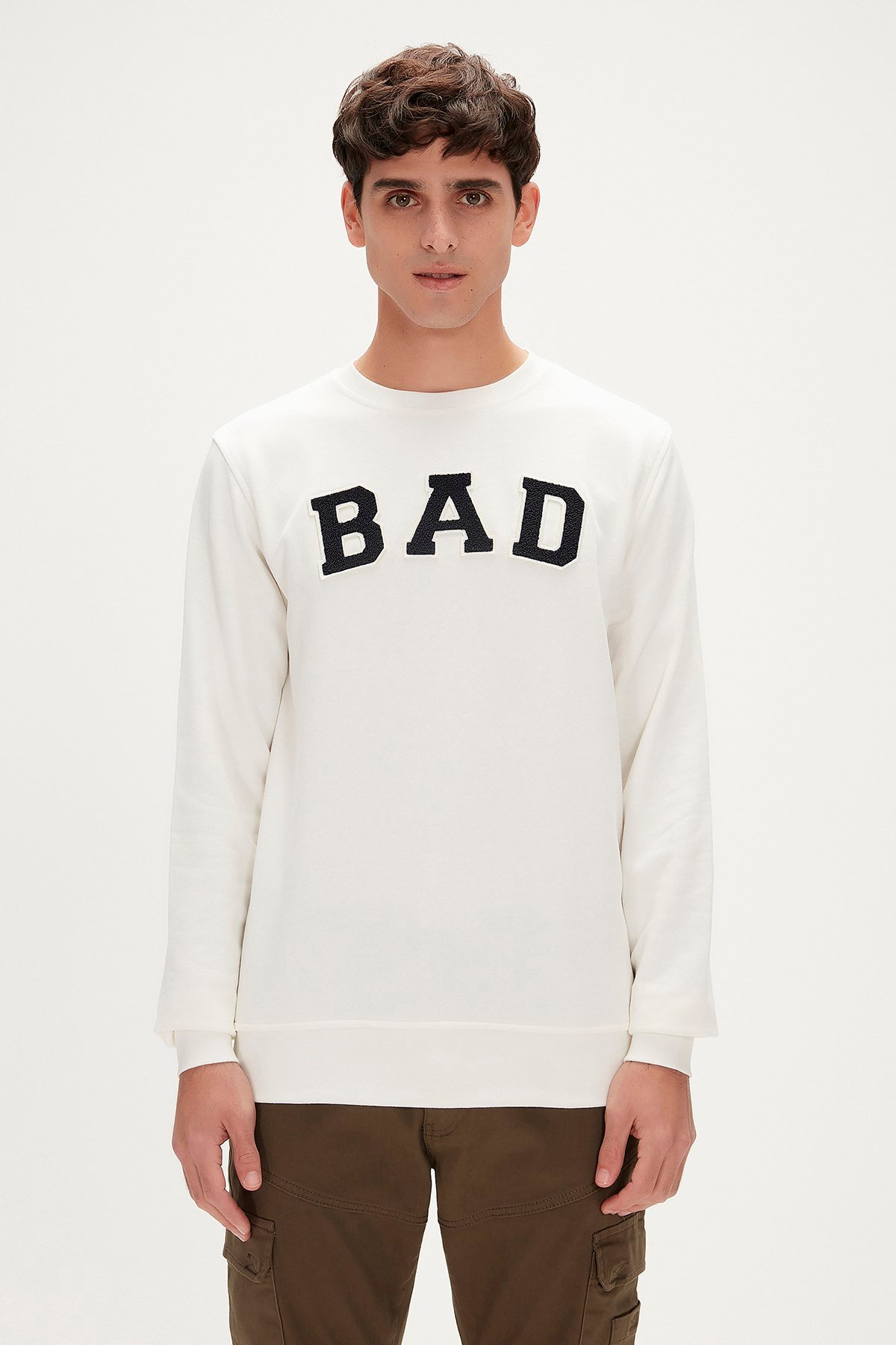 BAD BEAR Erkek BAD CONVEX Kırık Beyaz Sweatshirt