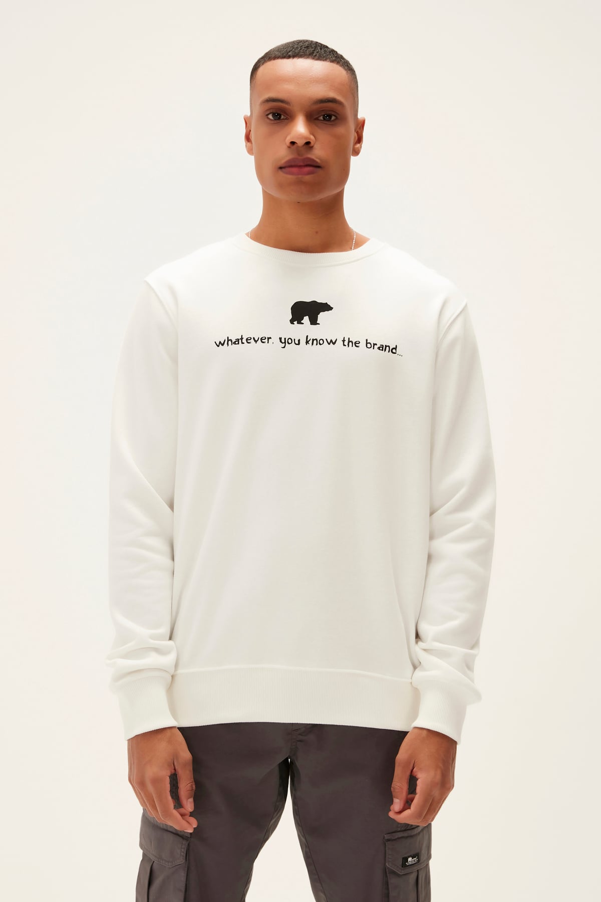 Bad Bear Erkek Kırık Beyaz Sweatshirt You Know Crewneck