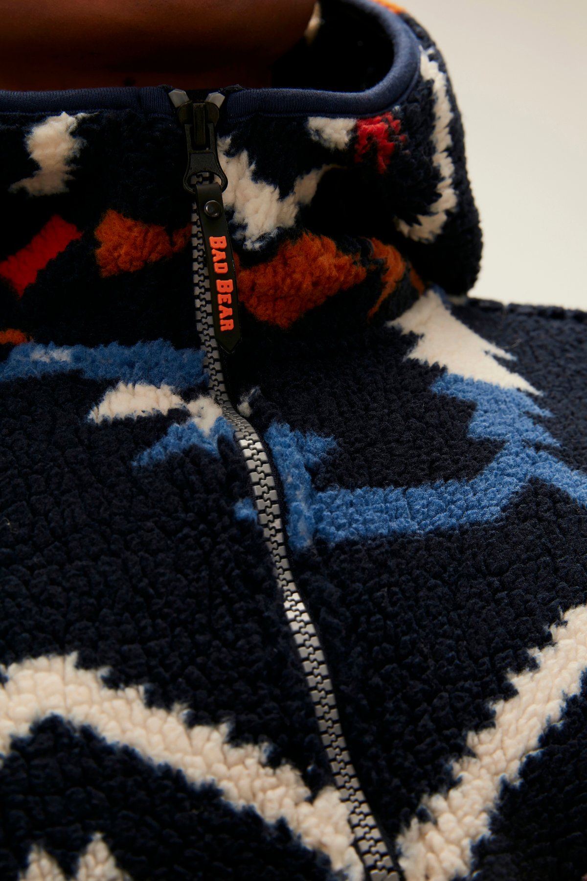Bad Bear Erkek Lacivert Desenli Kapüşonlu ve Cepli Nomad Half-Zip Sweatshirt