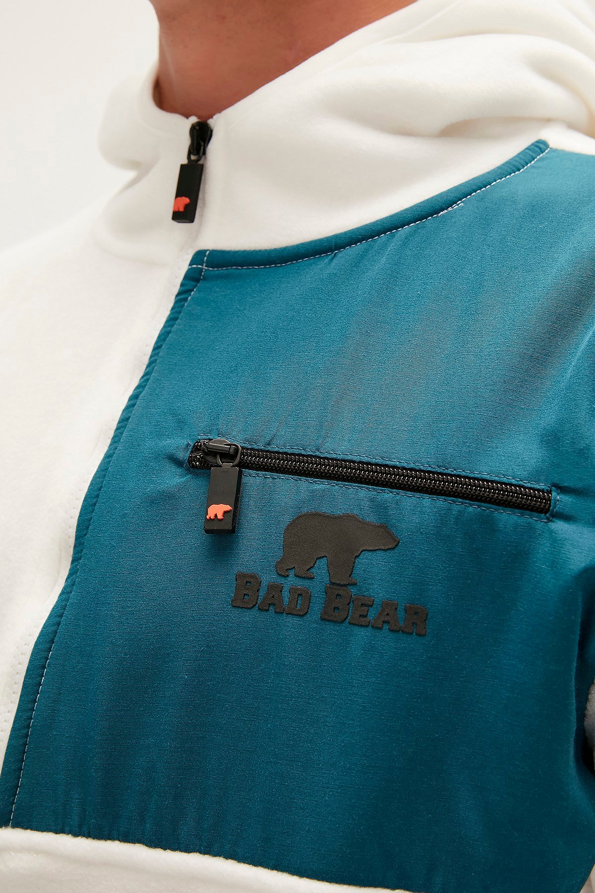 BAD BEAR Erkek LIZARD Off-White Kırık Beyaz Half-Zıp Yarım Fermuarlı Polar