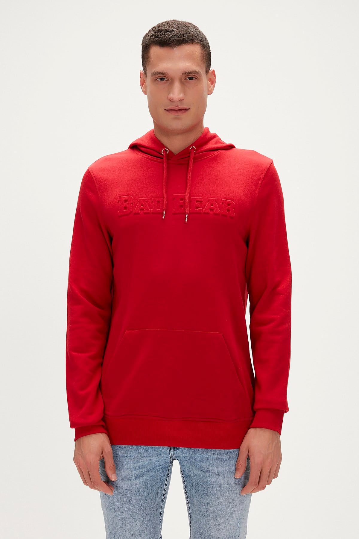 BAD BEAR Erkek PUCKER Kırmızı Kapüşonlu Hoodie Sweatshirt