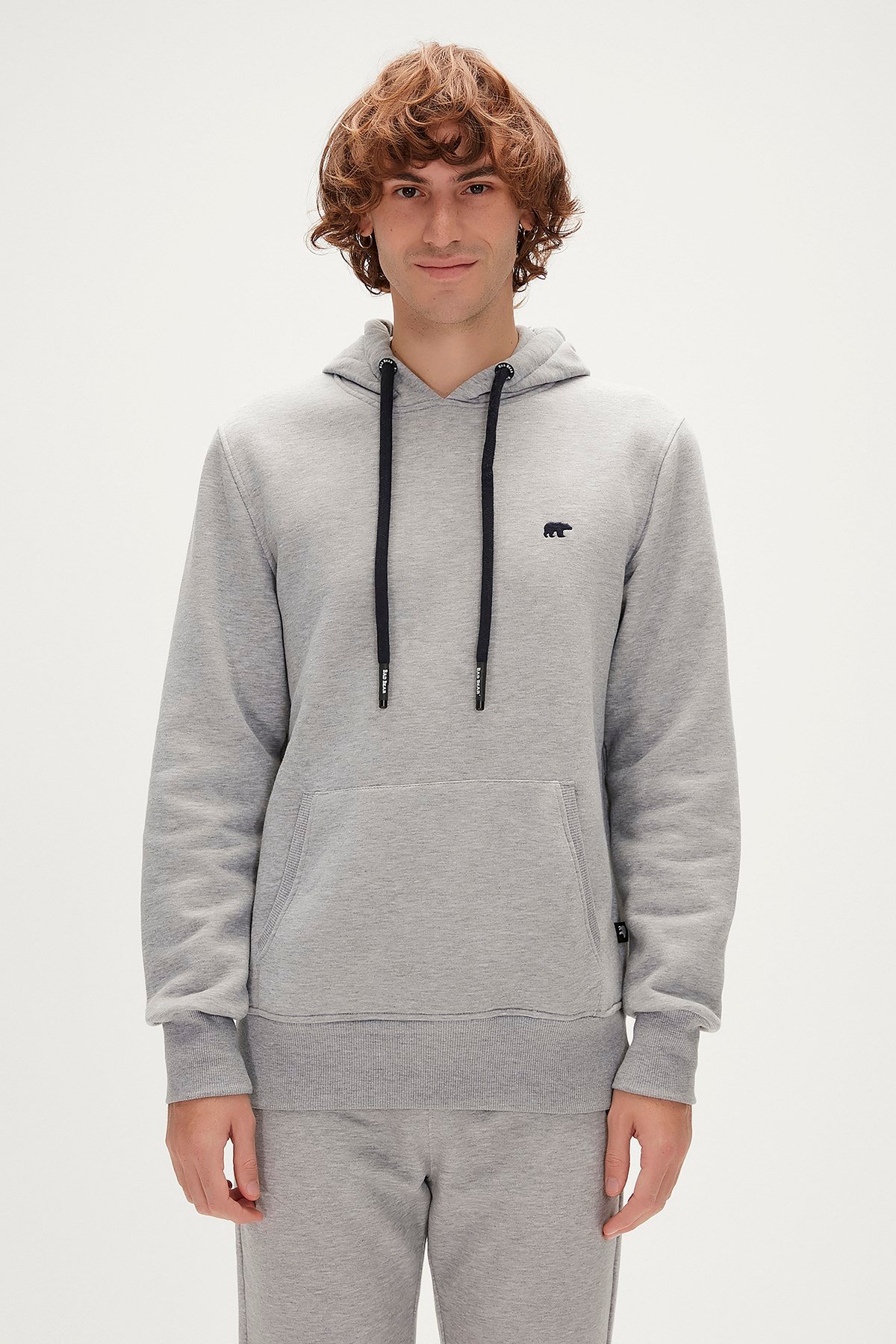 BAD BEAR Erkek SIMPLE Gri Kapüşonlu Sweatshirt Hoodie