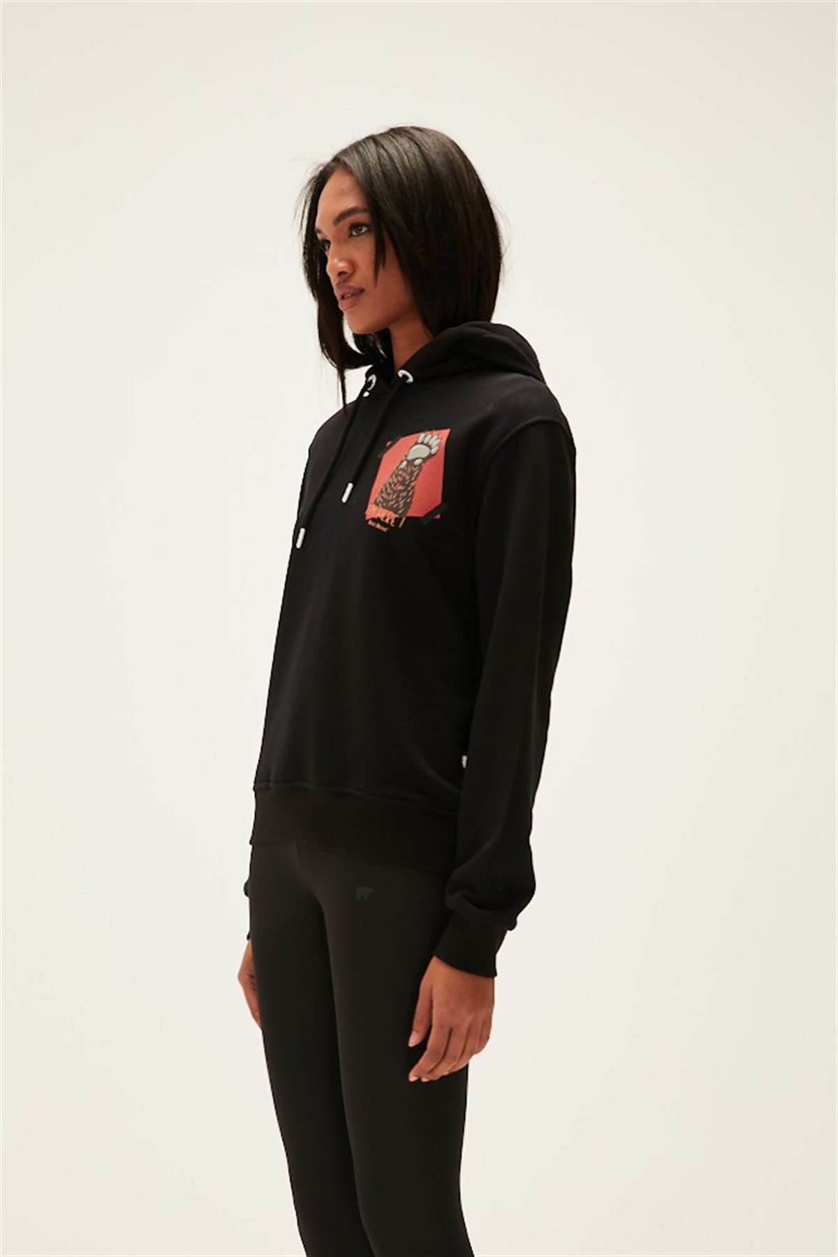 Bad Bear Here Kapüşonlu Kadın Siyah Sweatshirt