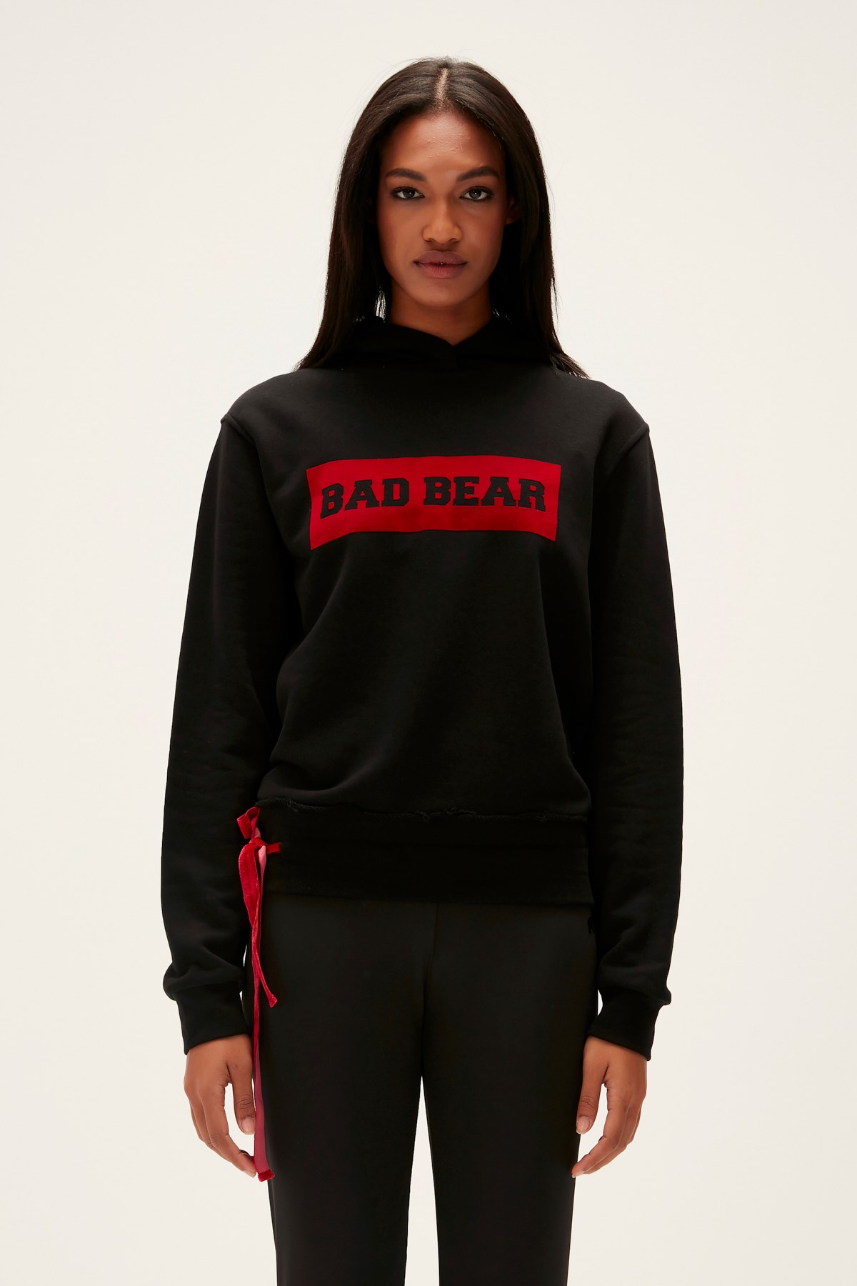 BAD BEAR Kadın FLOG Siyah Kapüşonlu Sweatshirt Hoodie