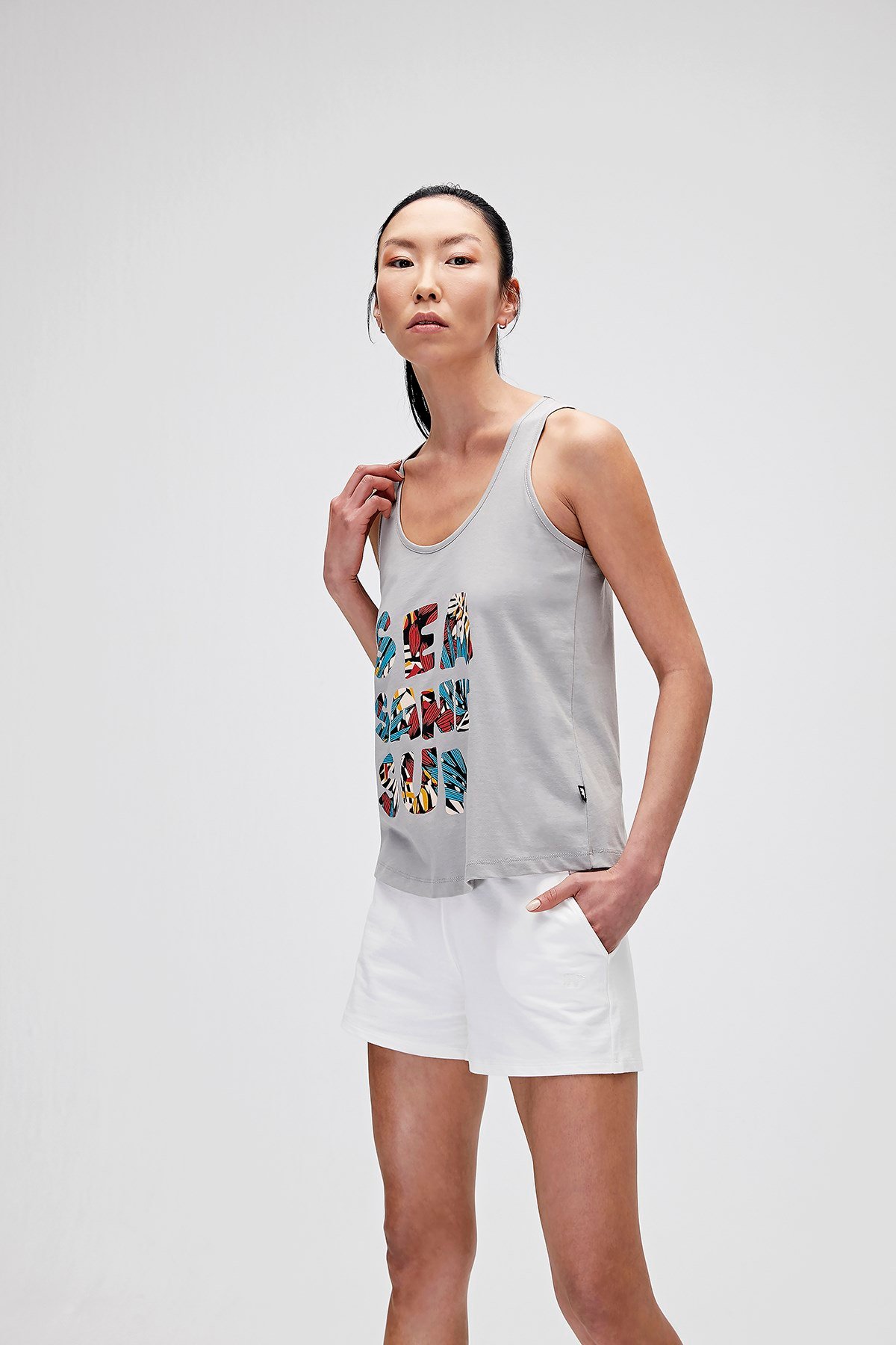 Bad Bear Kadın Gri Melanj Atlet Sea Sand Sun Tank-Top
