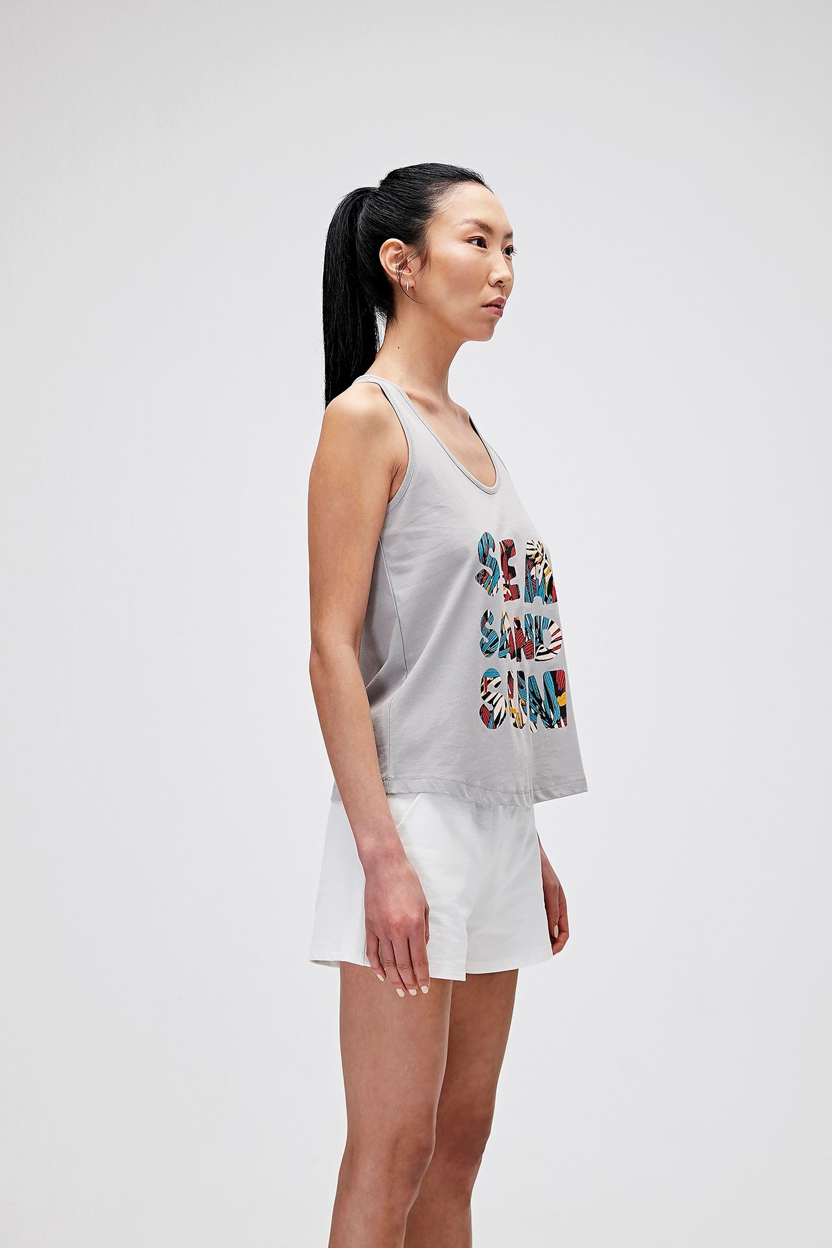 Bad Bear Kadın Gri Melanj Atlet Sea Sand Sun Tank-Top