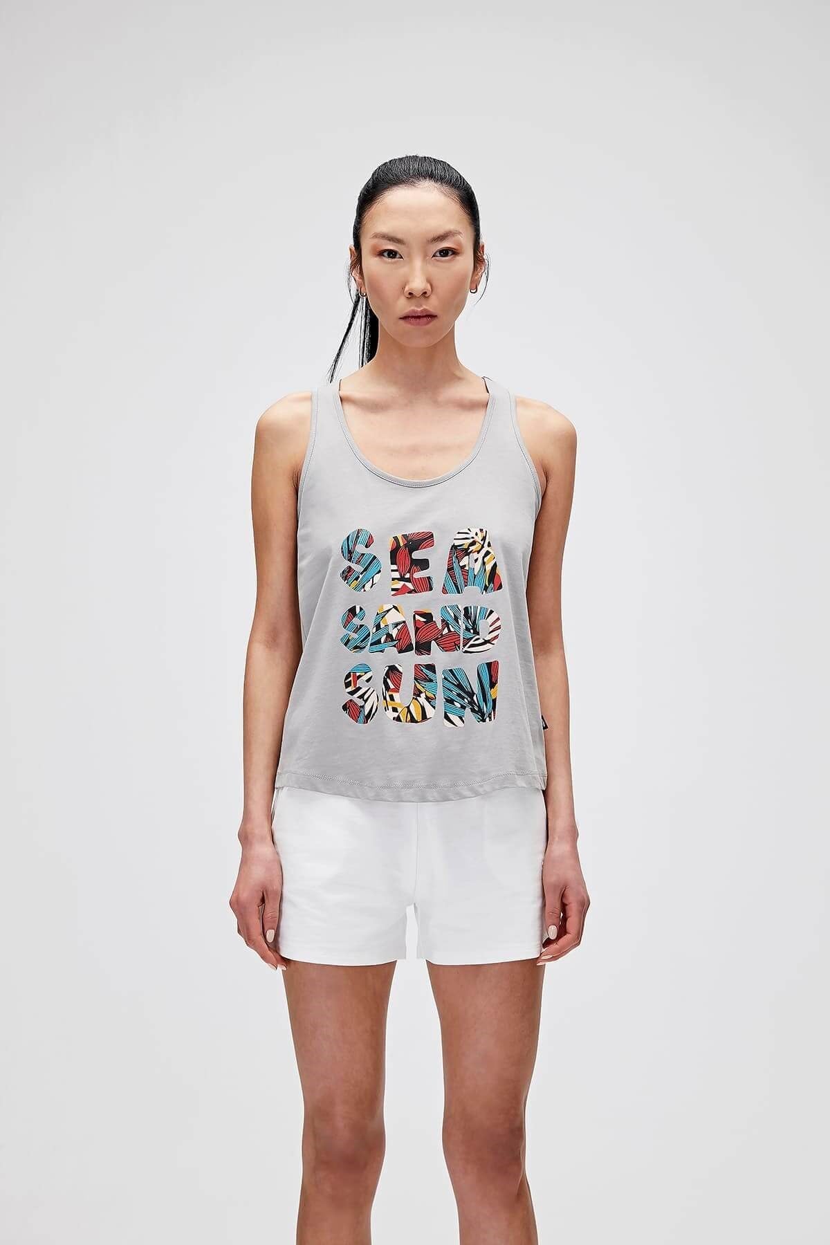 Bad Bear Kadın Gri Melanj Atlet Sea Sand Sun Tank-Top