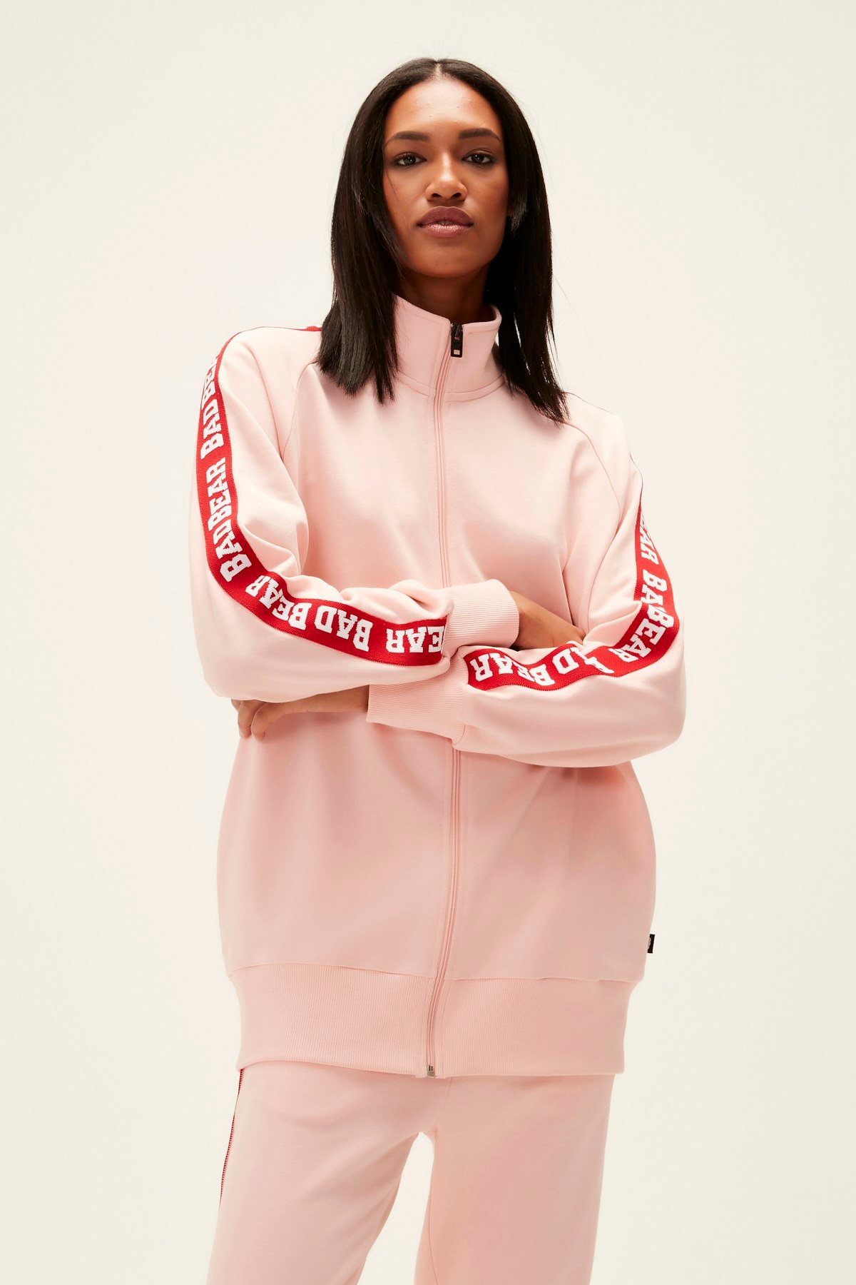 Bad Bear Kadın Pudra Pembe Sweatshirt Traıner Full Zıp