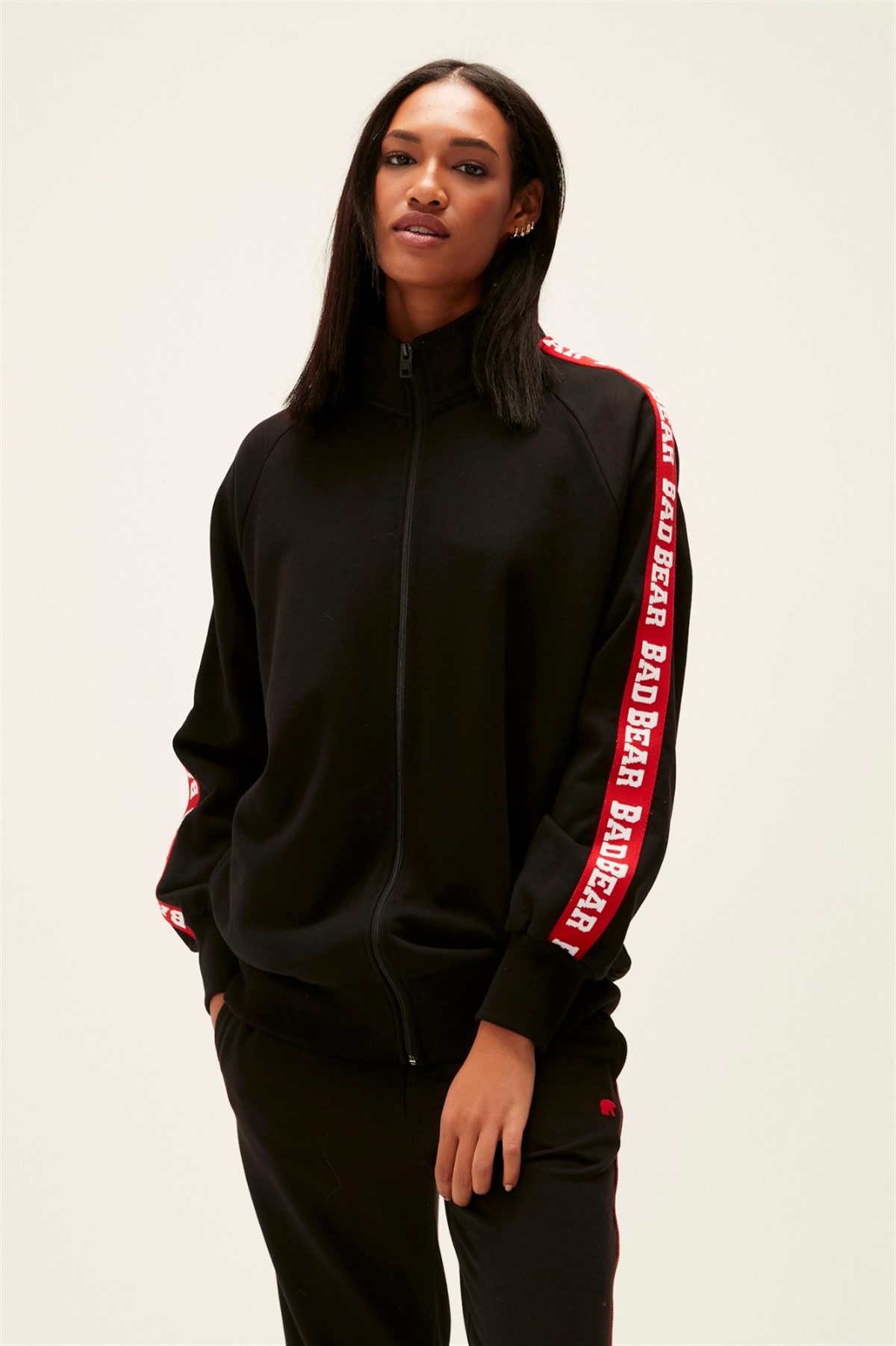 BAD BEAR Kadın TRAINER Siyah Full-Zıp Fermuarlı Sweatshirt