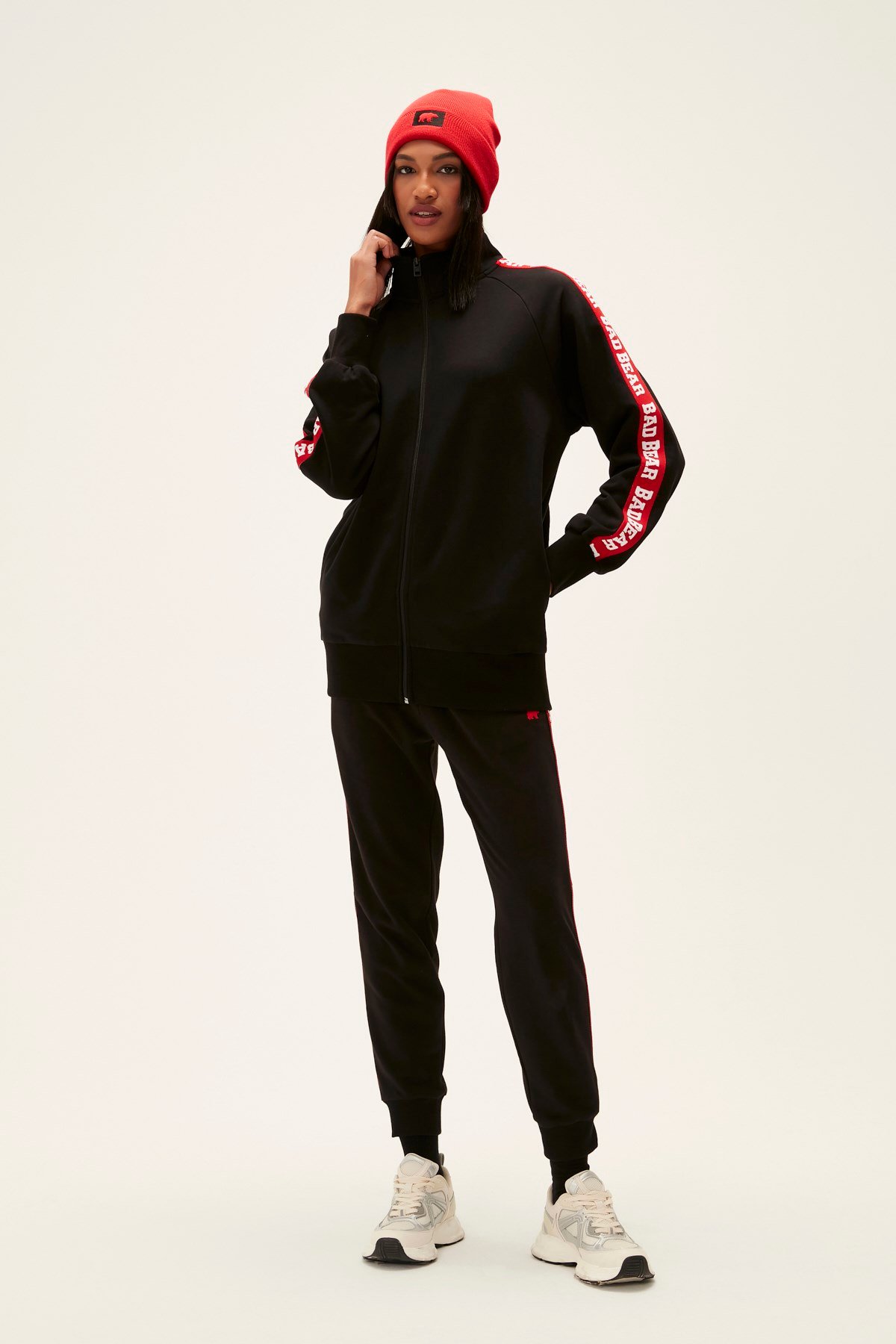 BAD BEAR Kadın TRAINER Siyah Full-Zıp Fermuarlı Sweatshirt
