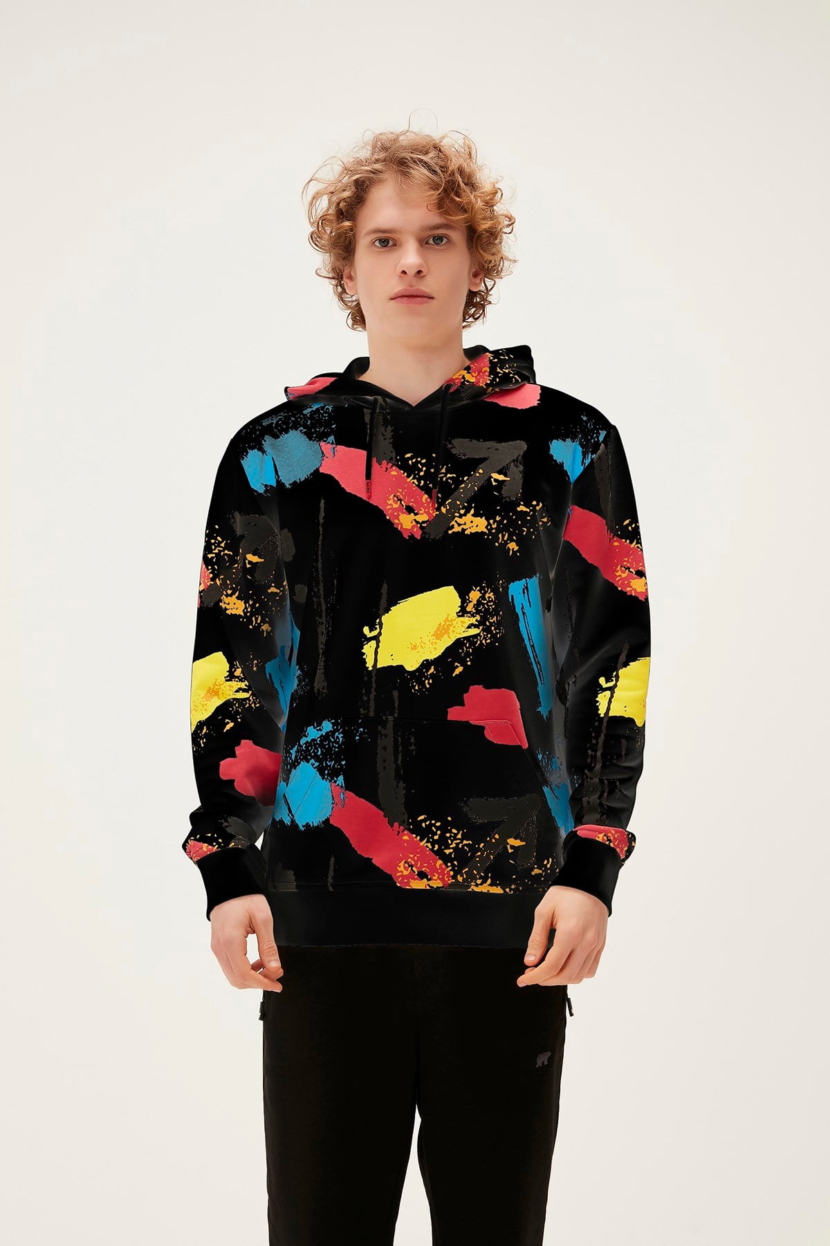 Bad Bear Painter Kapüşonlu Erkek Siyah Sweatshirt