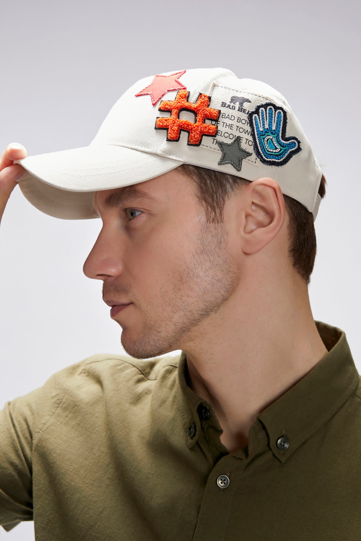 BAD BEAR PATCH CAP BASIC CAP BEIGE  UNISEX CAP BAD BEAR PATCH CAPBAD BEAR PATCH CAP