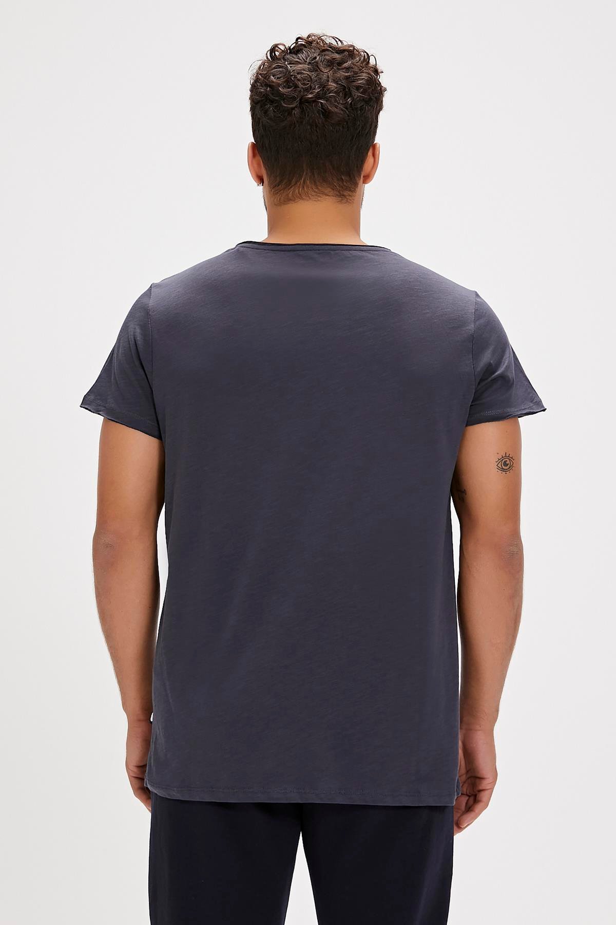 Bad Bear V-Neck T-Shirt Antrasit Basic Erkek Tişört