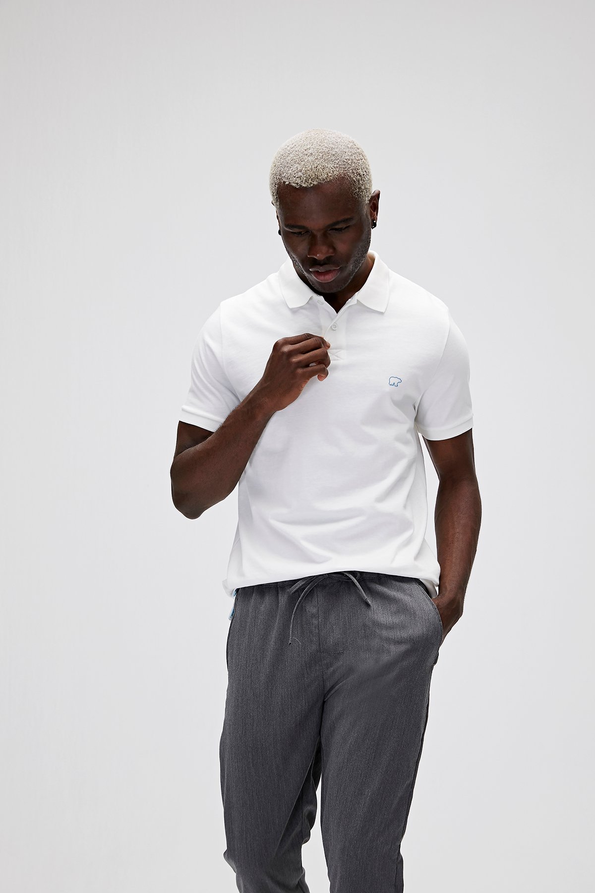 Bad Bear Pure Erkek Beyaz Polo Yaka Tişört