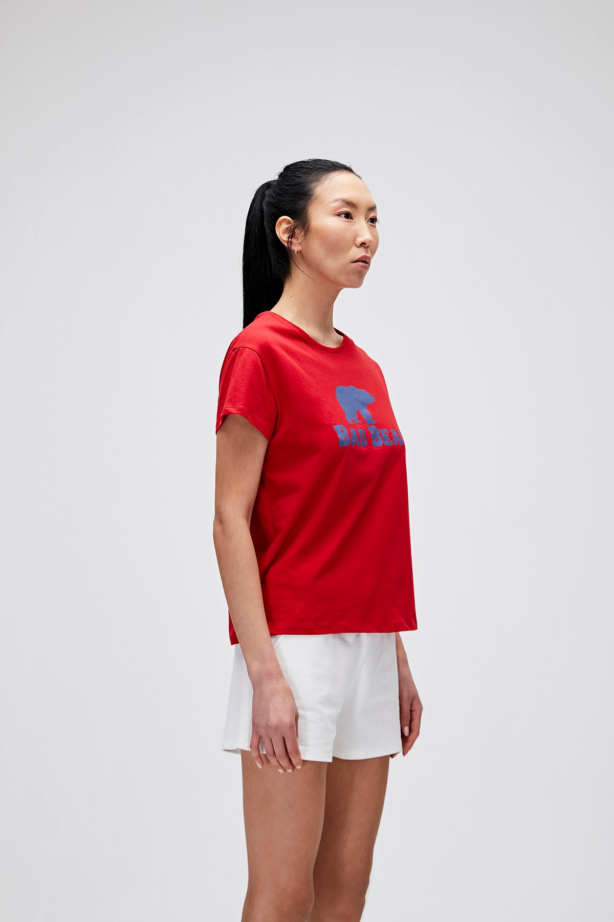 Kadın Parlak Kırmızı Tişört Logo Tee