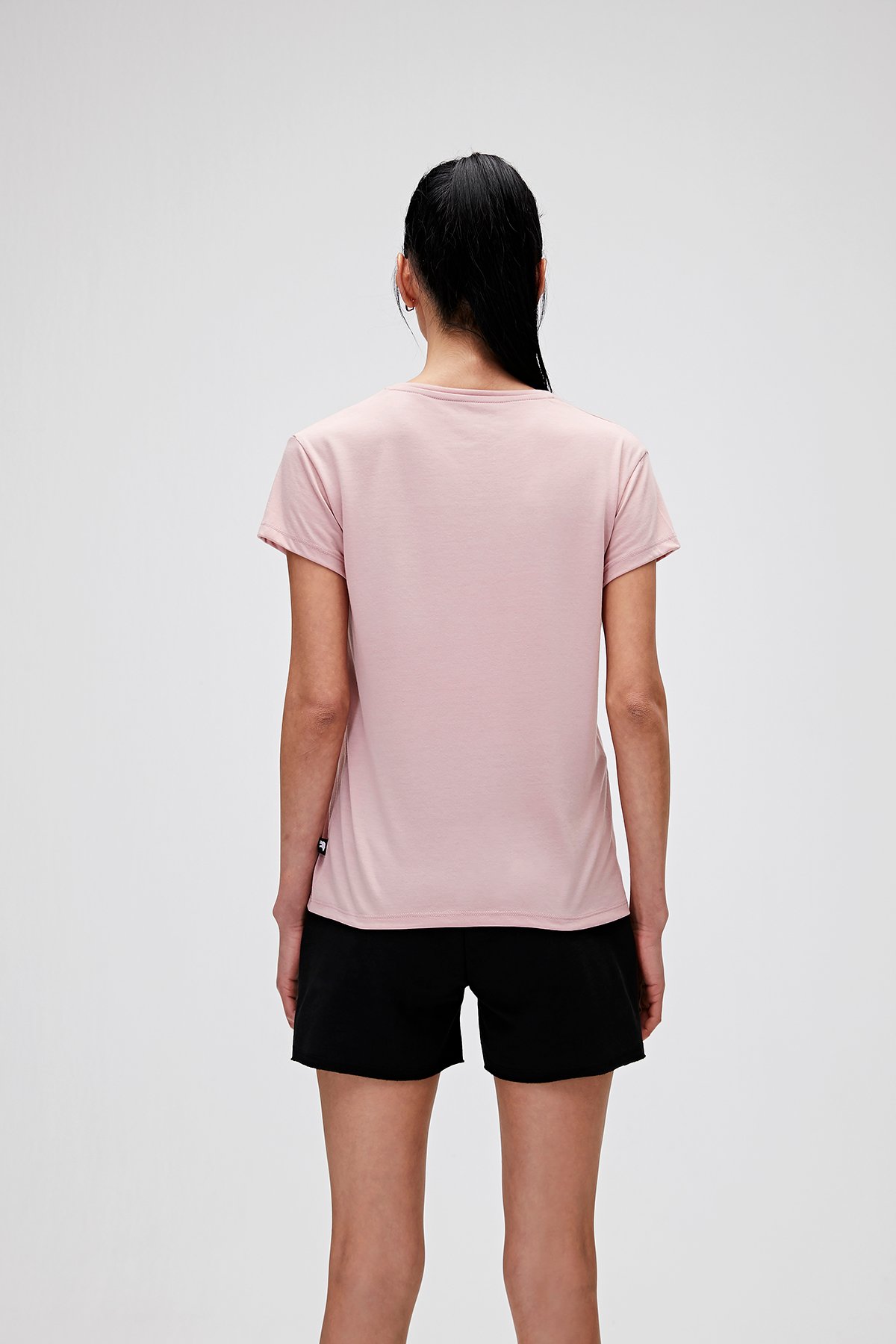 Kadın Pudra Pembe Tişört Vıolet V-Neck Tee