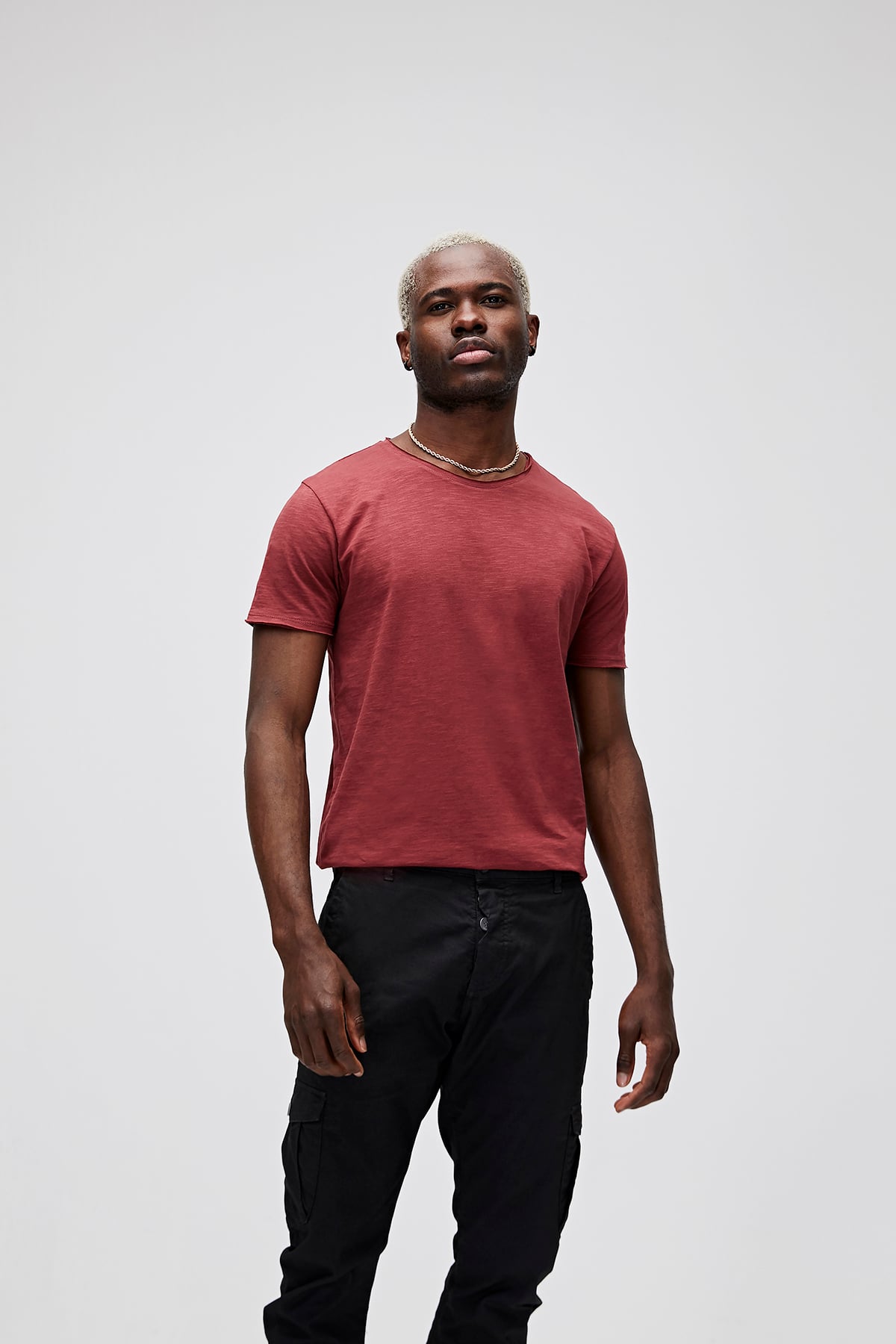 Erkek O-Neck Bordo Basıc Tişört