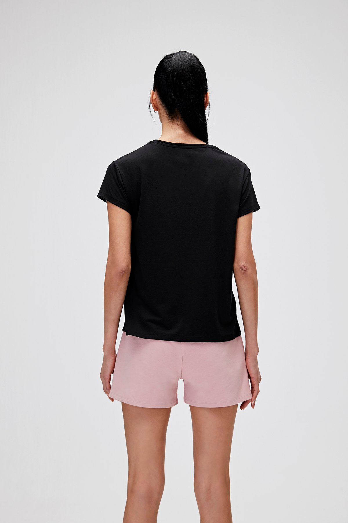 Kadın Siyah Tişört Vıolet O-Neck Tee