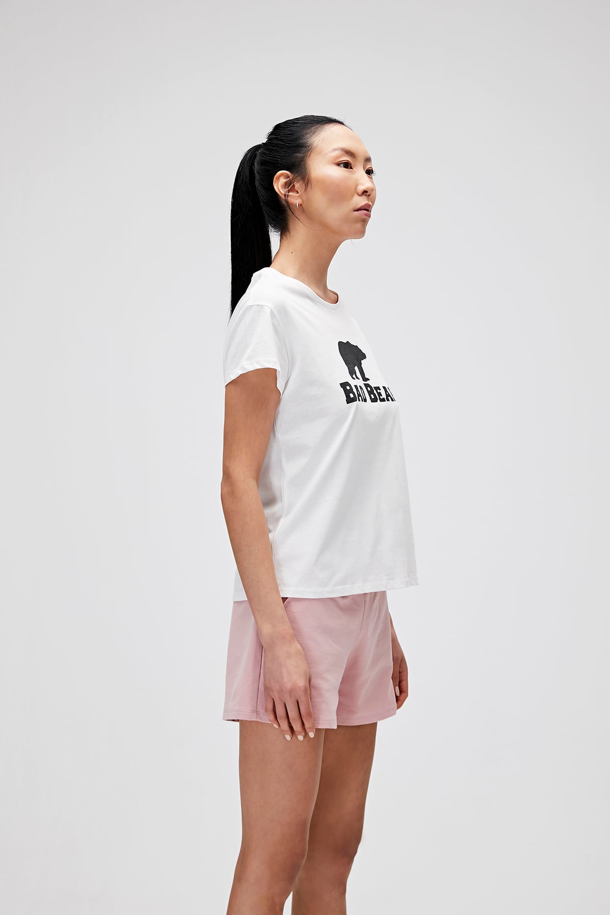 Kadın Kırık Beyaz Tişört Logo Tee