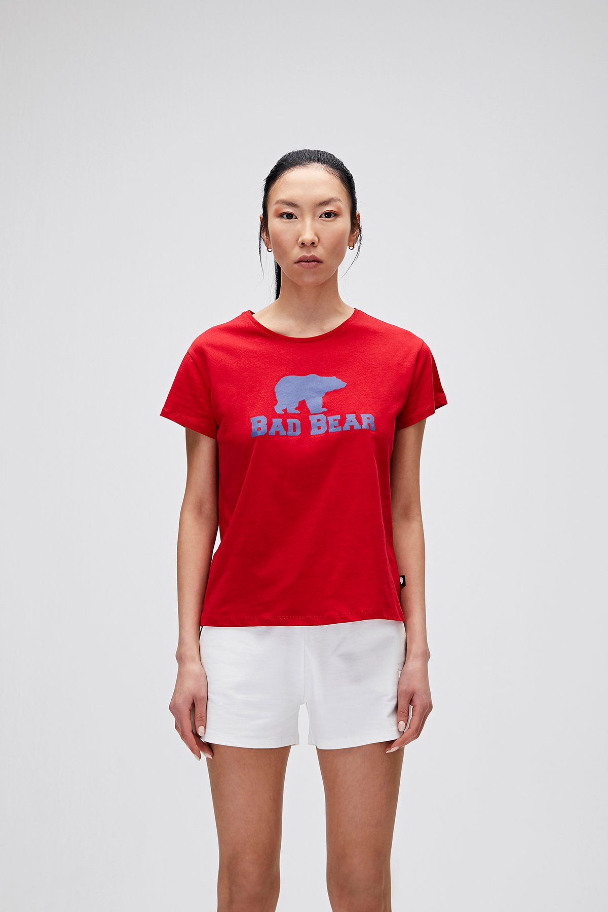 Kadın Parlak Kırmızı Tişört Logo Tee
