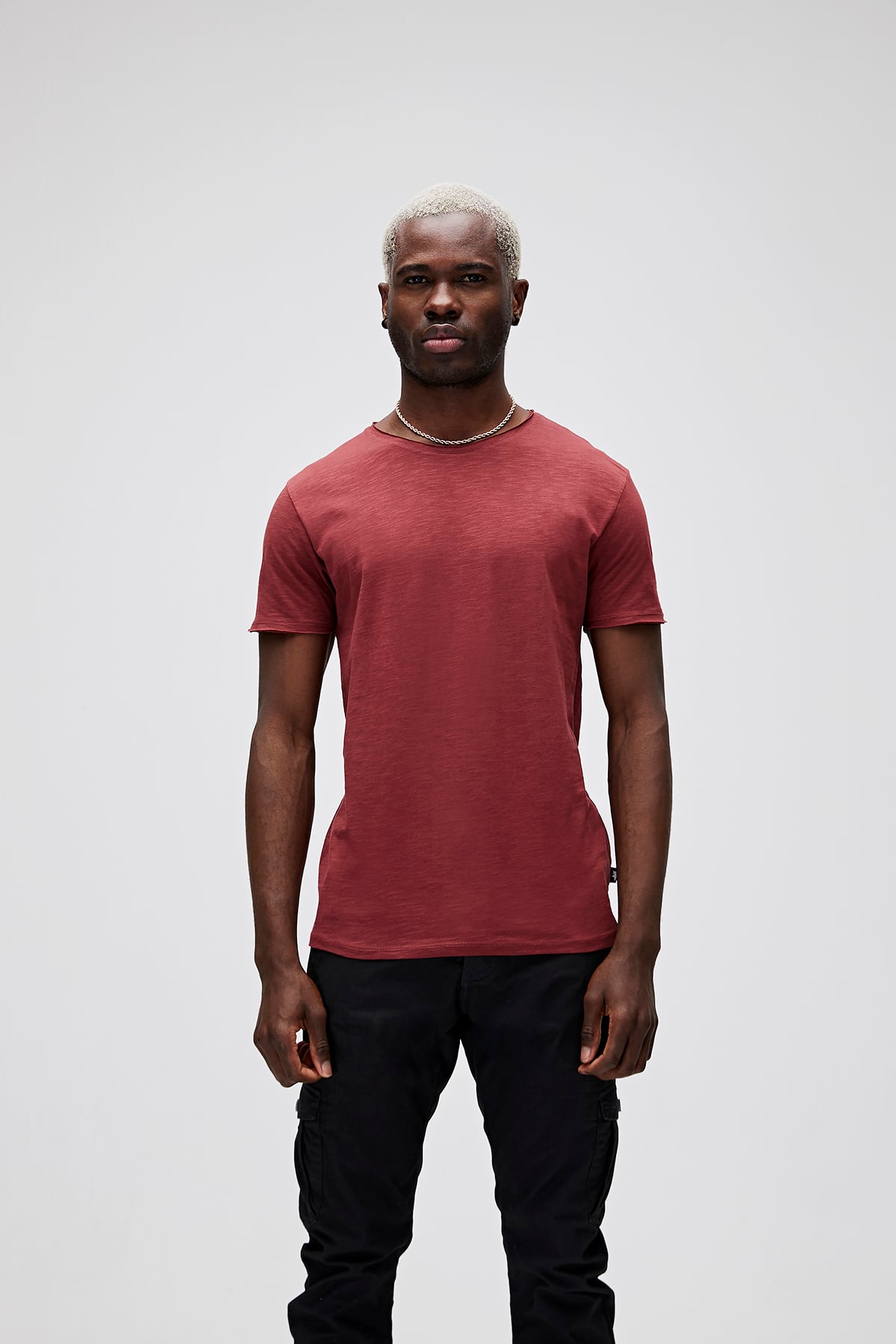 Erkek O-Neck Bordo Basıc Tişört