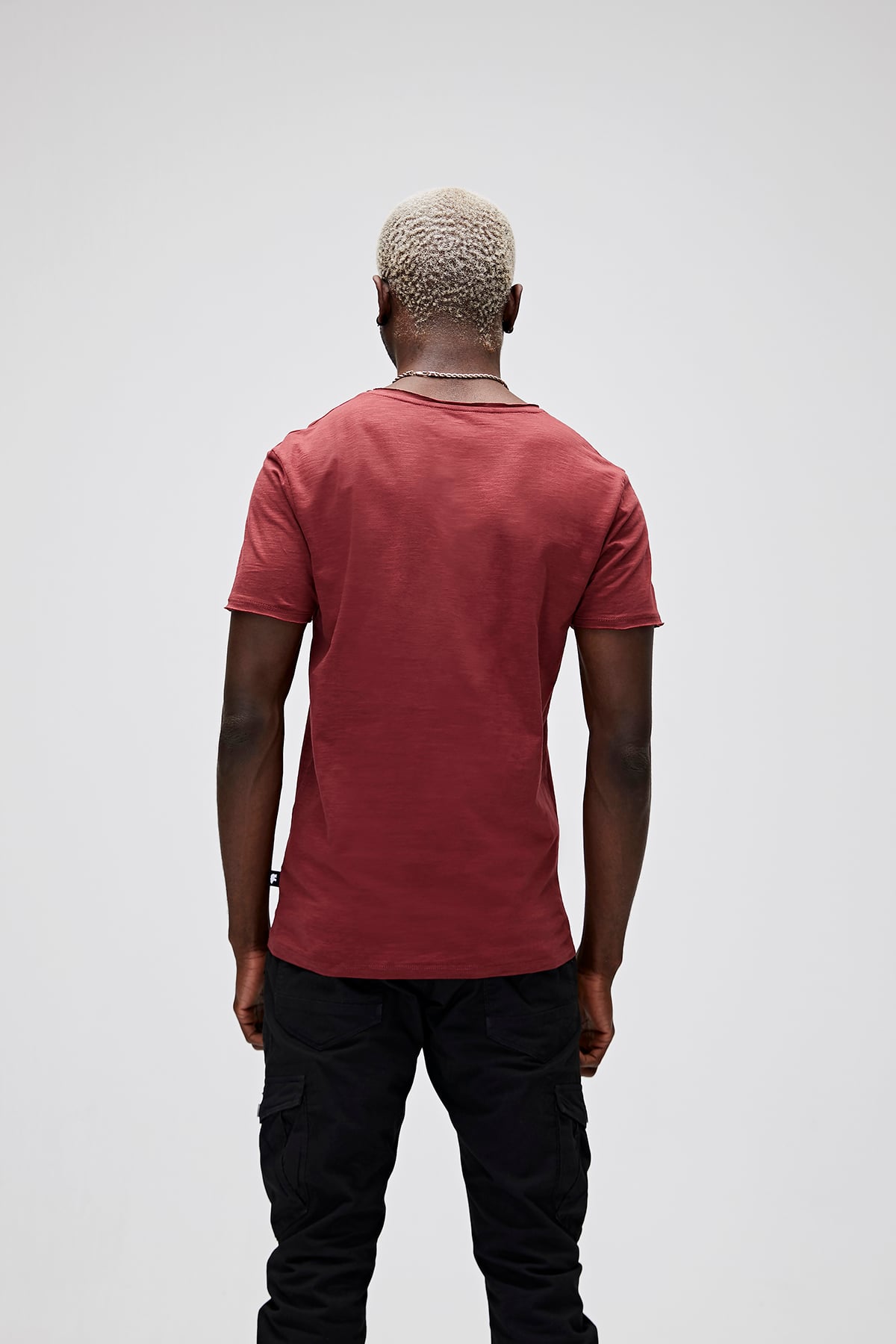 Erkek O-Neck Bordo Basıc Tişört