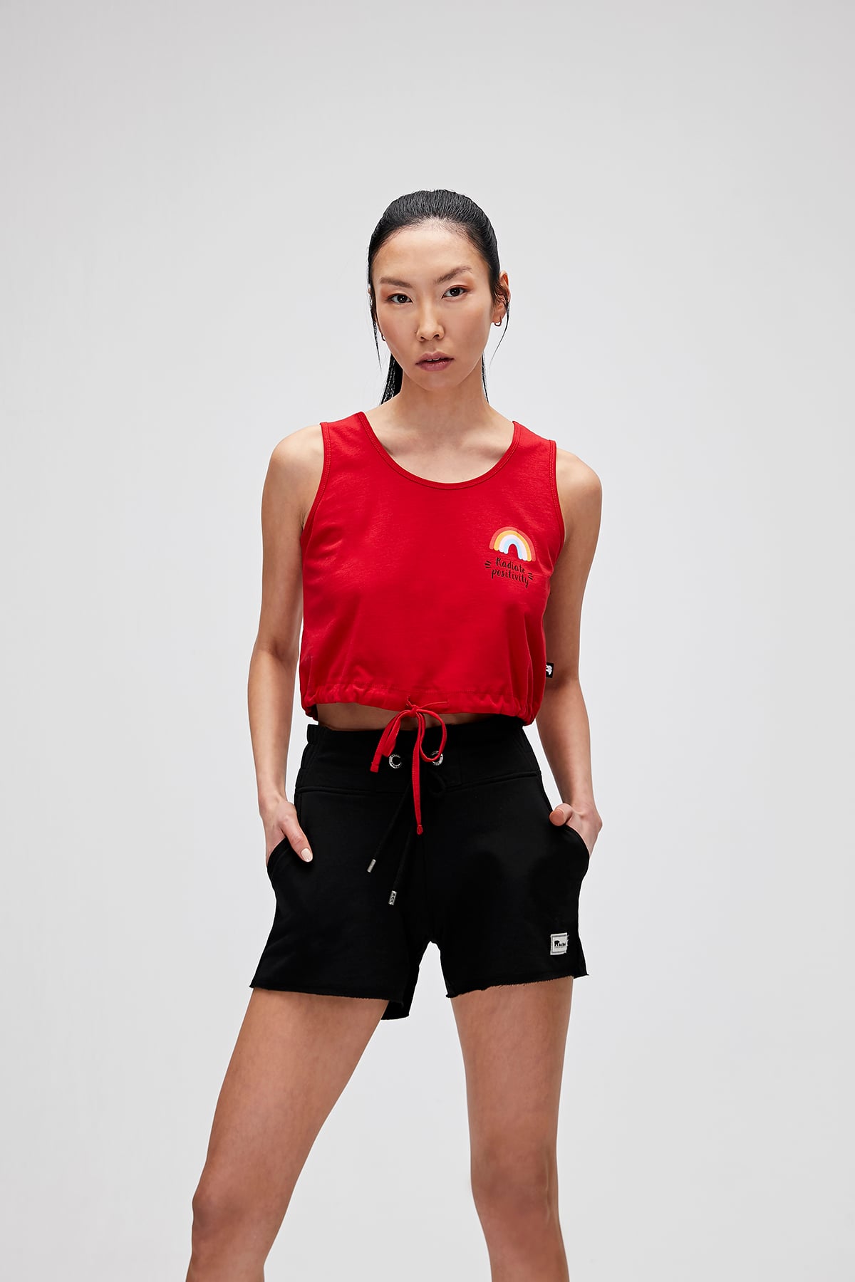 Kadın Parlak Kırmızı Atlet Postıve Tank -Top