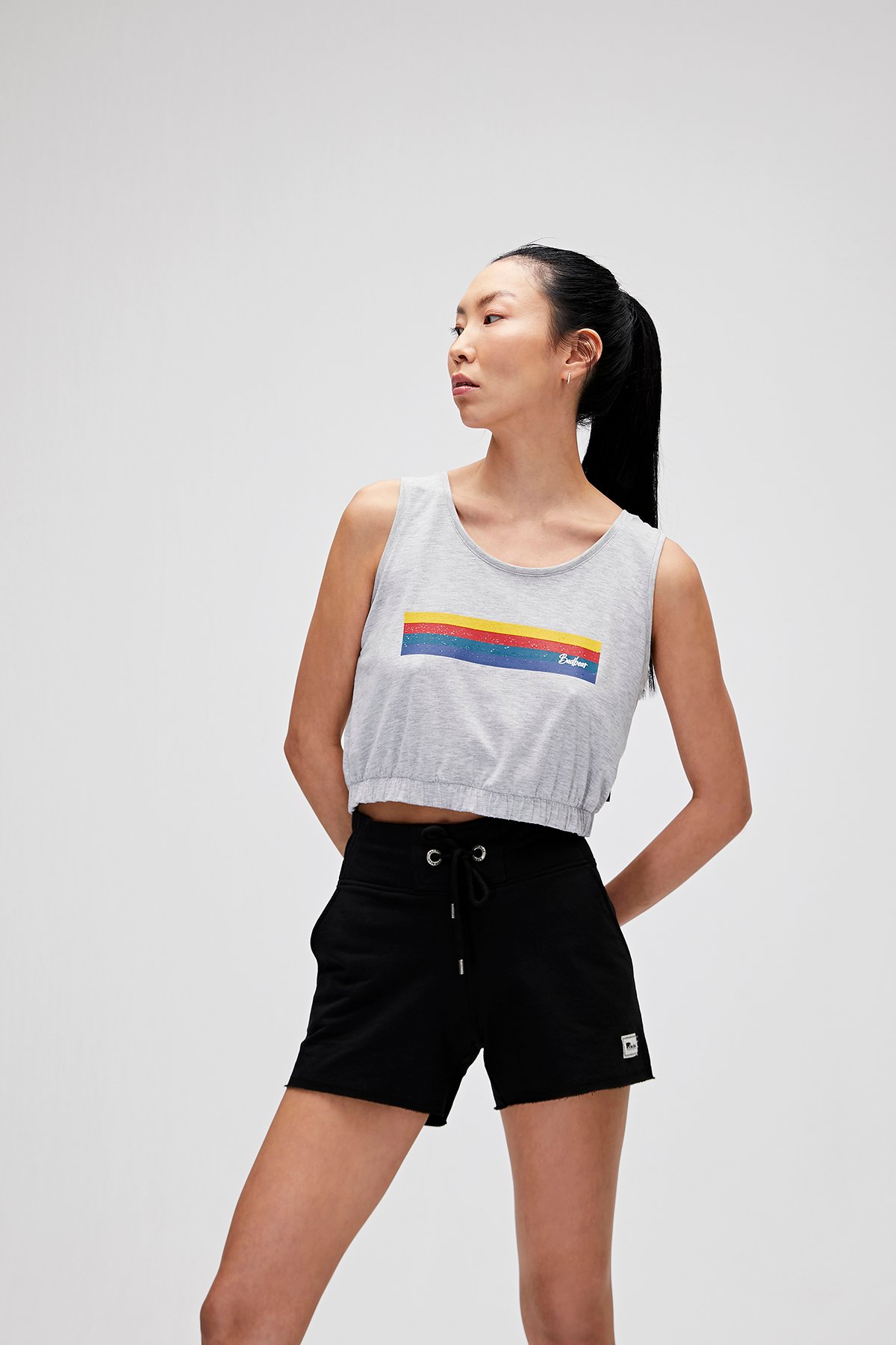 Kadın Gri Melanj Atlet Raınbow Tank- Top