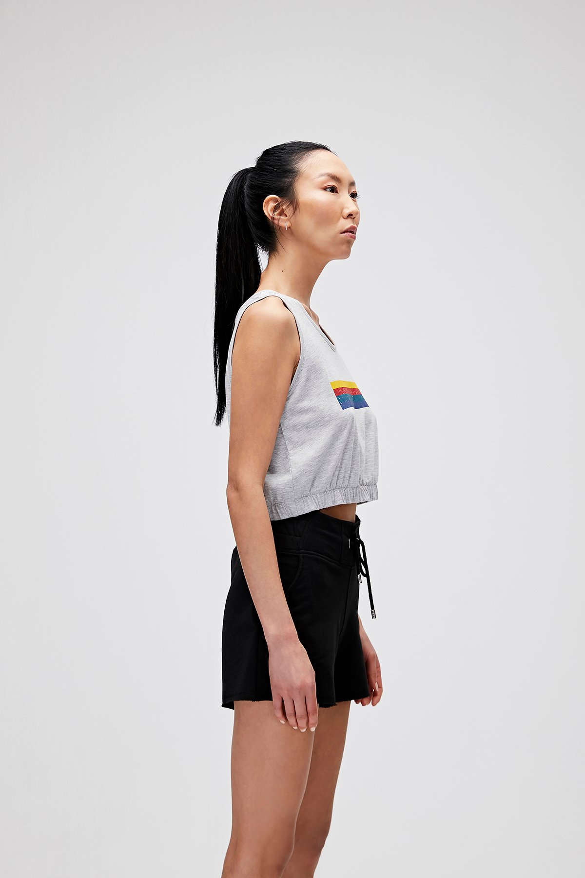 Kadın Gri Melanj Atlet Raınbow Tank- Top