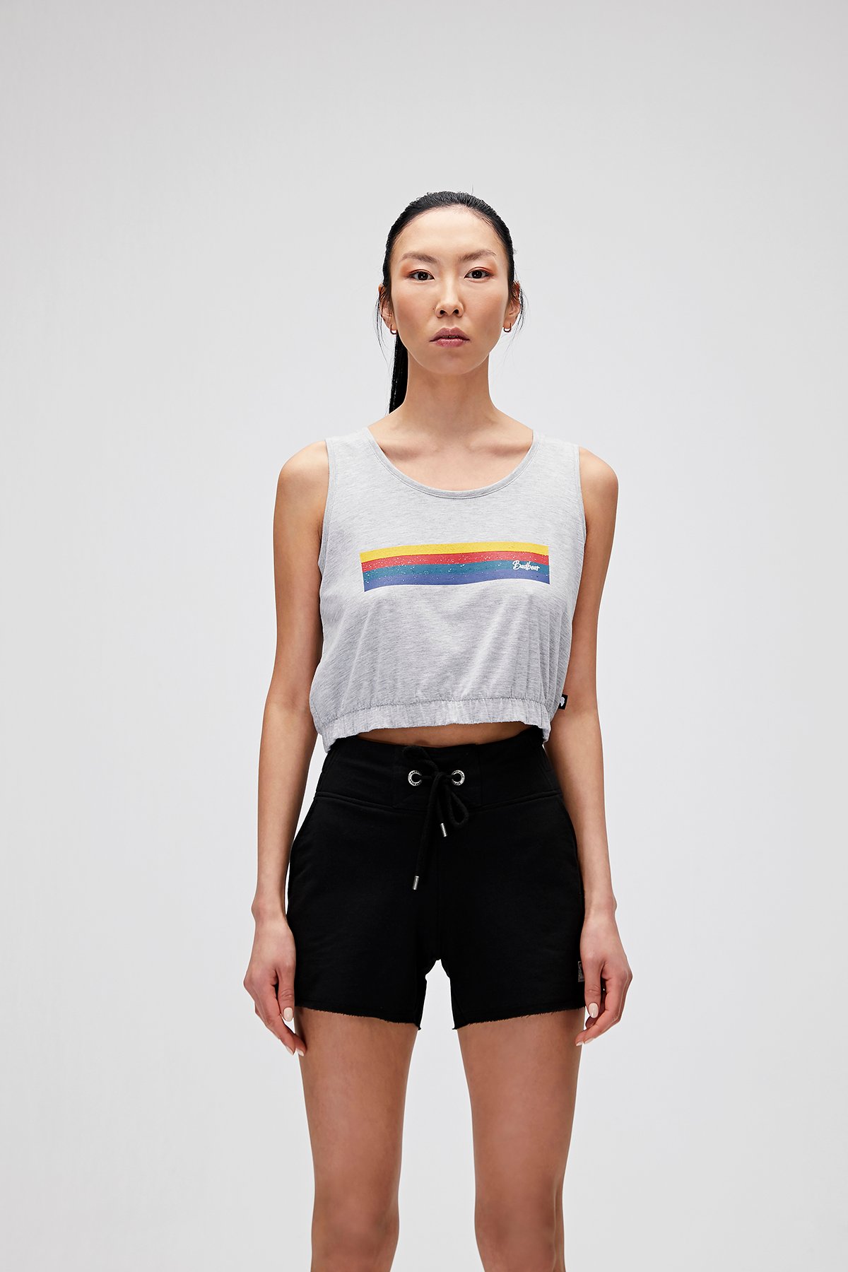 Kadın Gri Melanj Atlet Raınbow Tank- Top