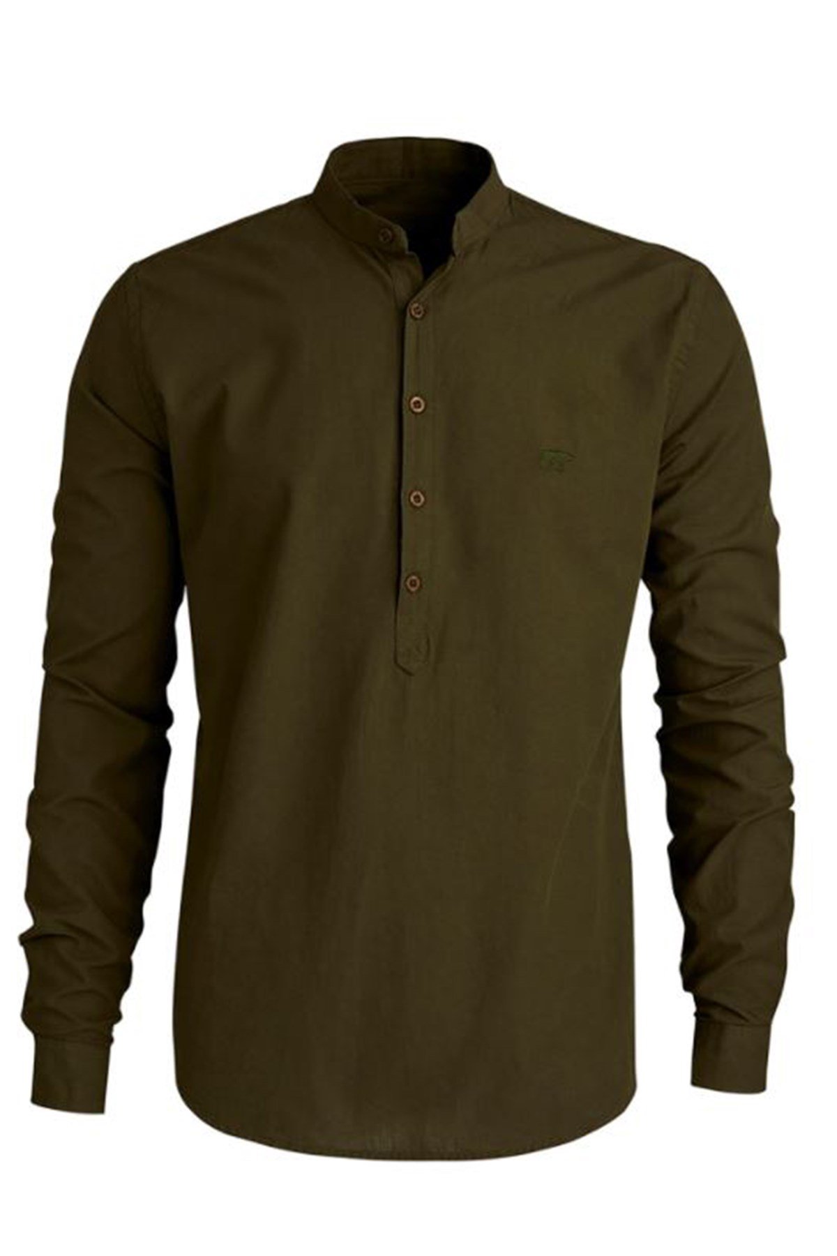Erkek Henley Koyu Yeşil Gömlek