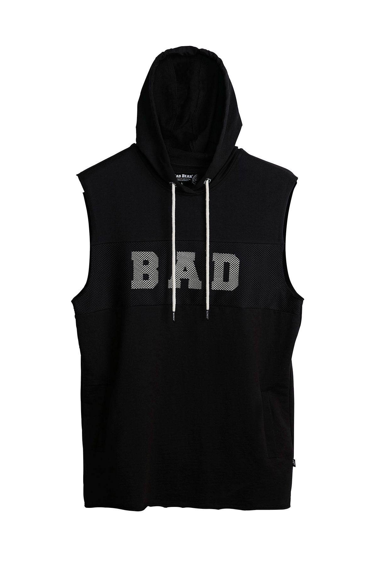 Erkek Siyah Sweatshırt Bad Net Sleeveless Hoodıe