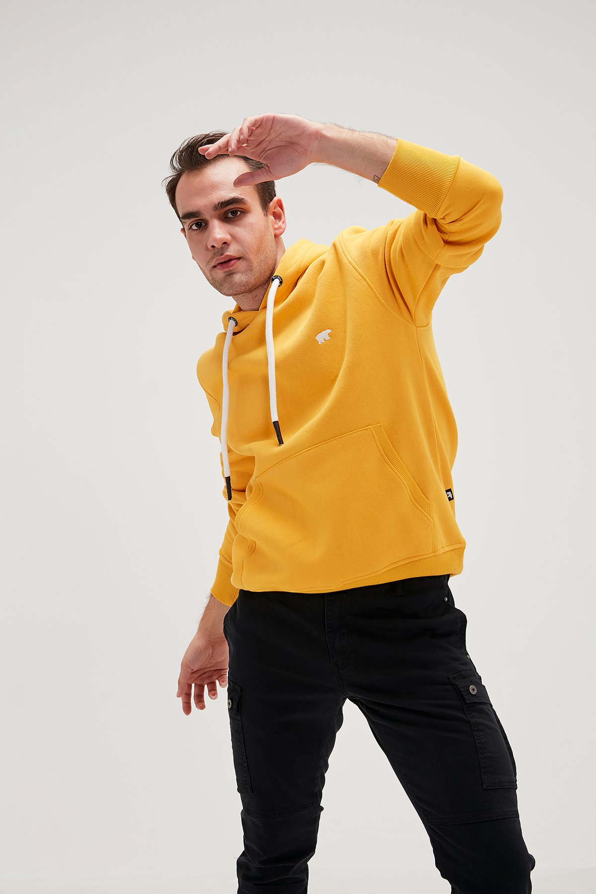 BAD BEAR Erkek SIMPLE Hardal Kapüşonlu Sweatshirt Hoodie