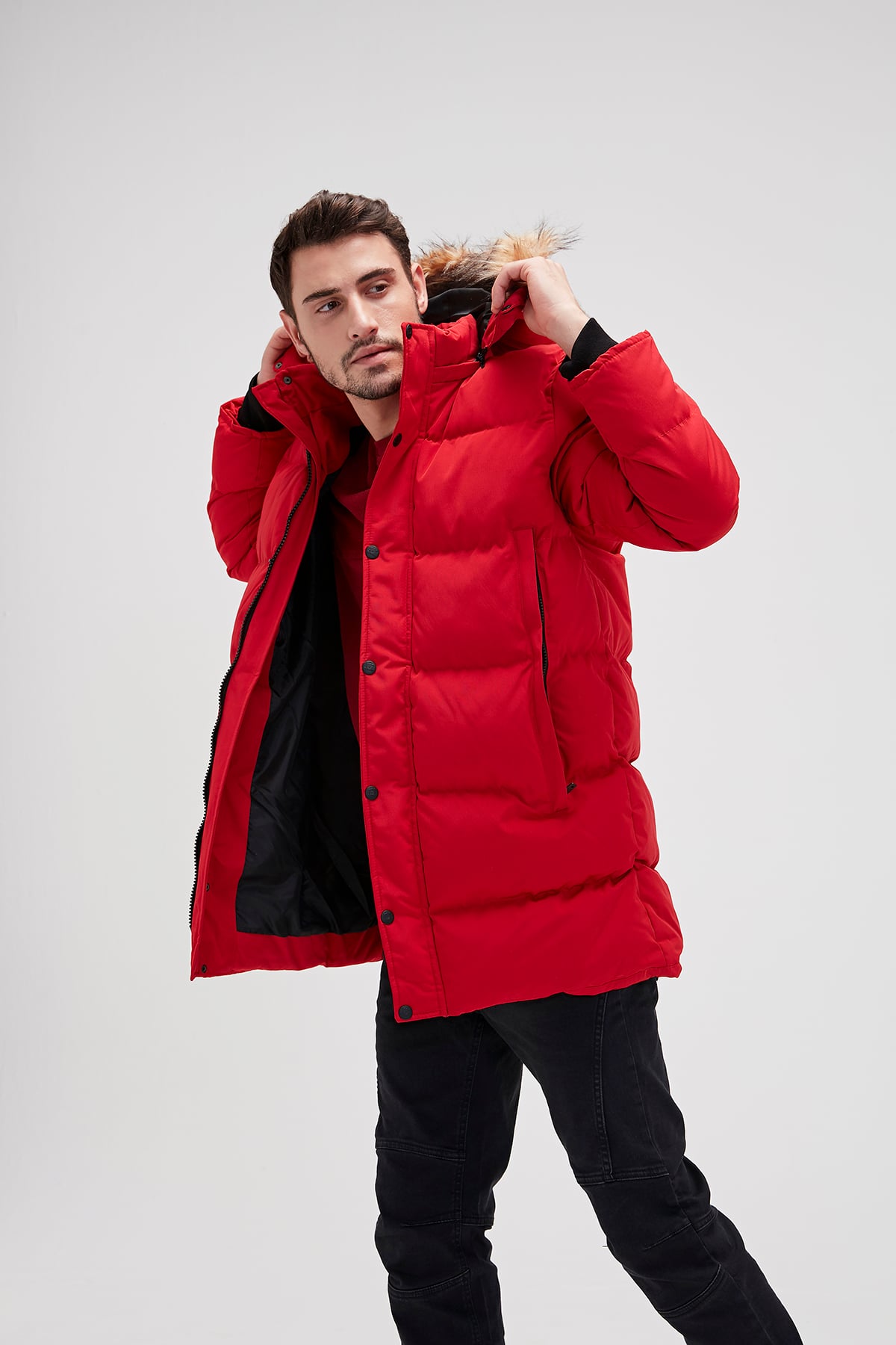 Erkek Parlak Kırmızı Mont Pathfınder Coat