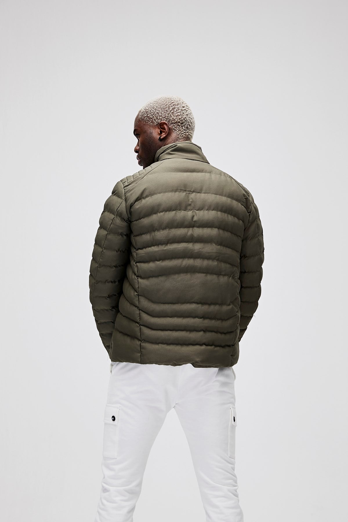 Erkek Coverpuff Puffer Haki Dolgulu Mont
