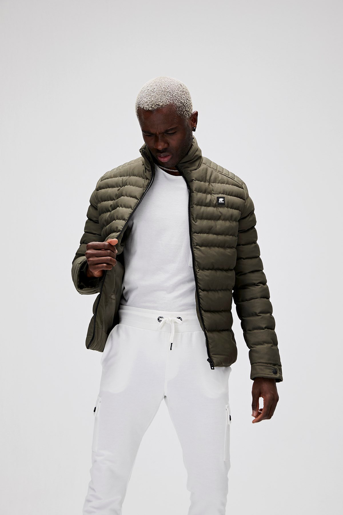 Erkek Coverpuff Puffer Haki Dolgulu Mont