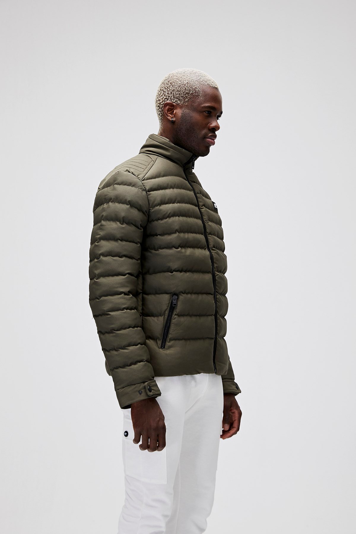 Erkek Coverpuff Puffer Haki Dolgulu Mont