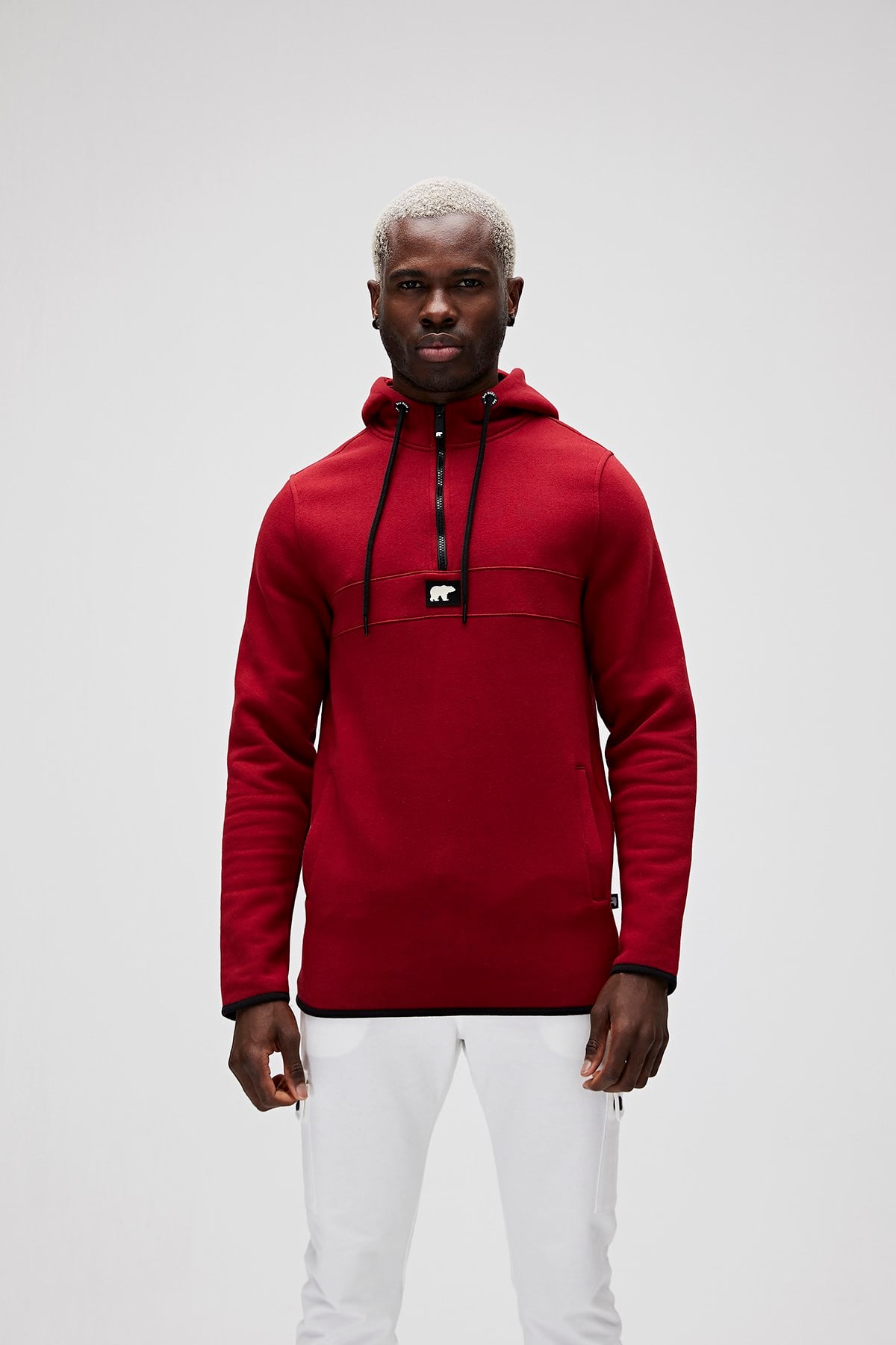 Erkek Defence Half-Zıp Bordo Sweatshırt