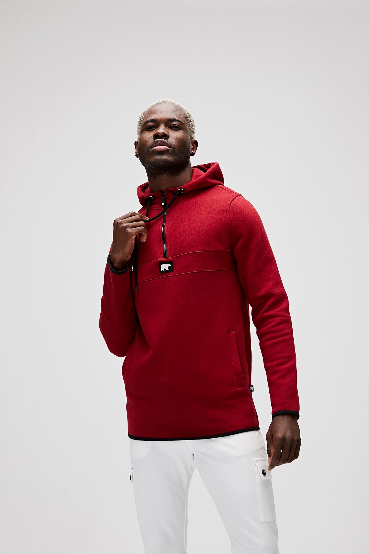 Erkek Defence Half-Zıp Bordo Sweatshırt