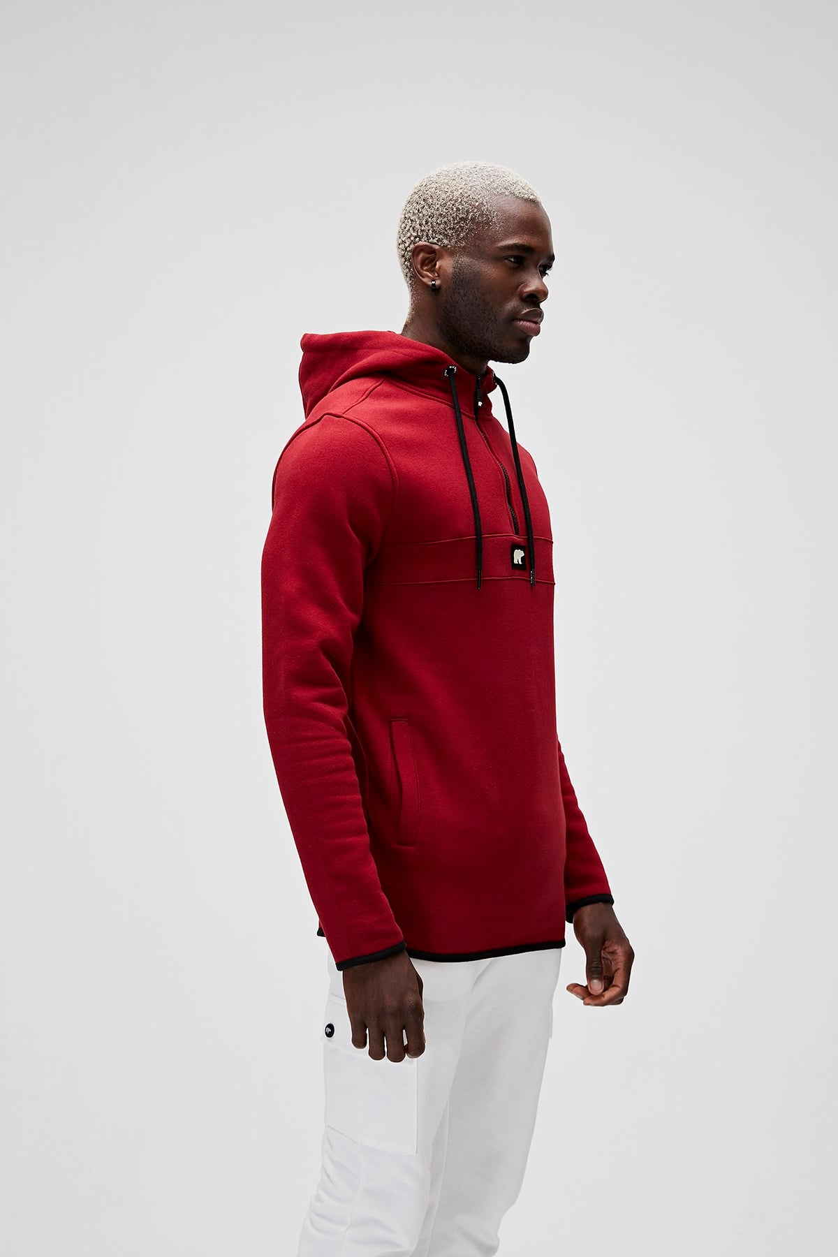 Erkek Defence Half-Zıp Bordo Sweatshırt