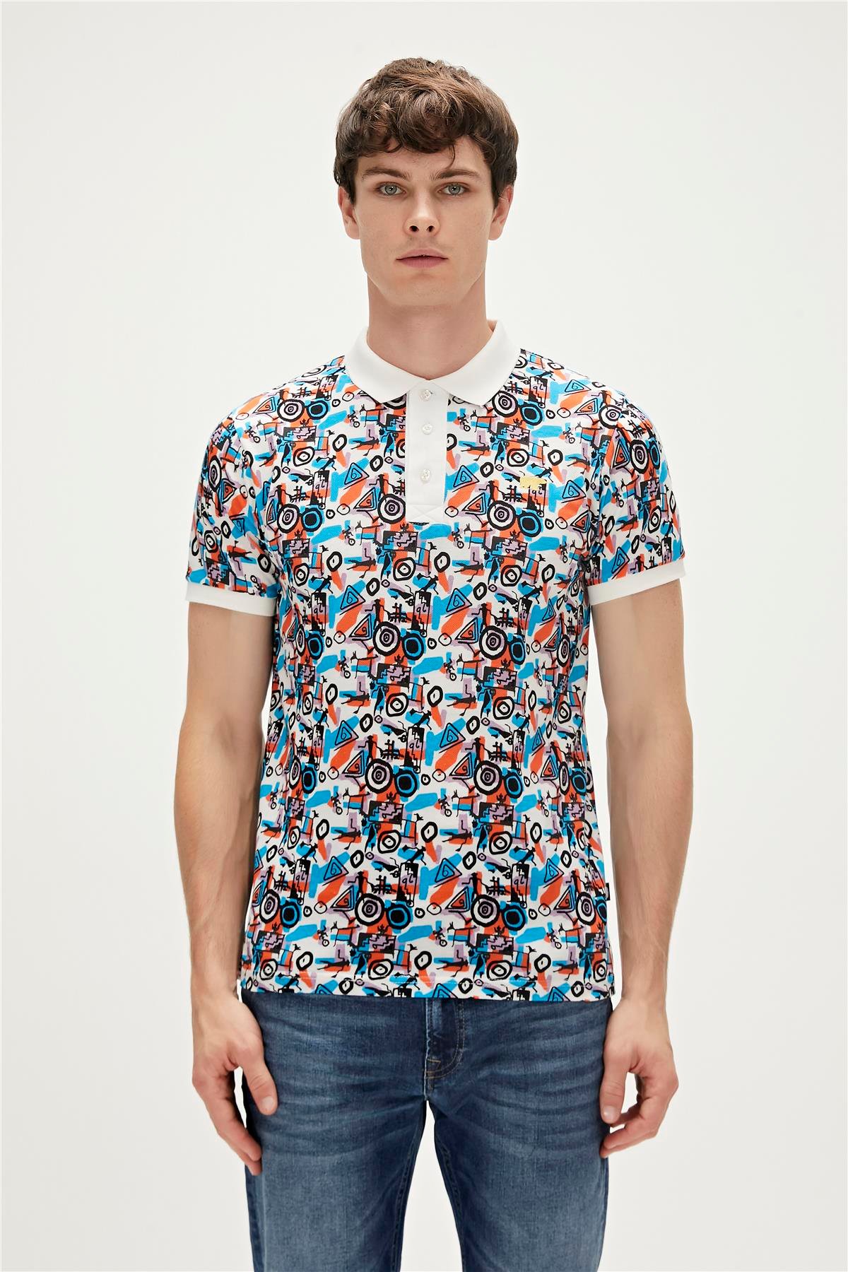 Bi-Face Marshmallow Beyaz Polo Yaka Erkek T-Shirt