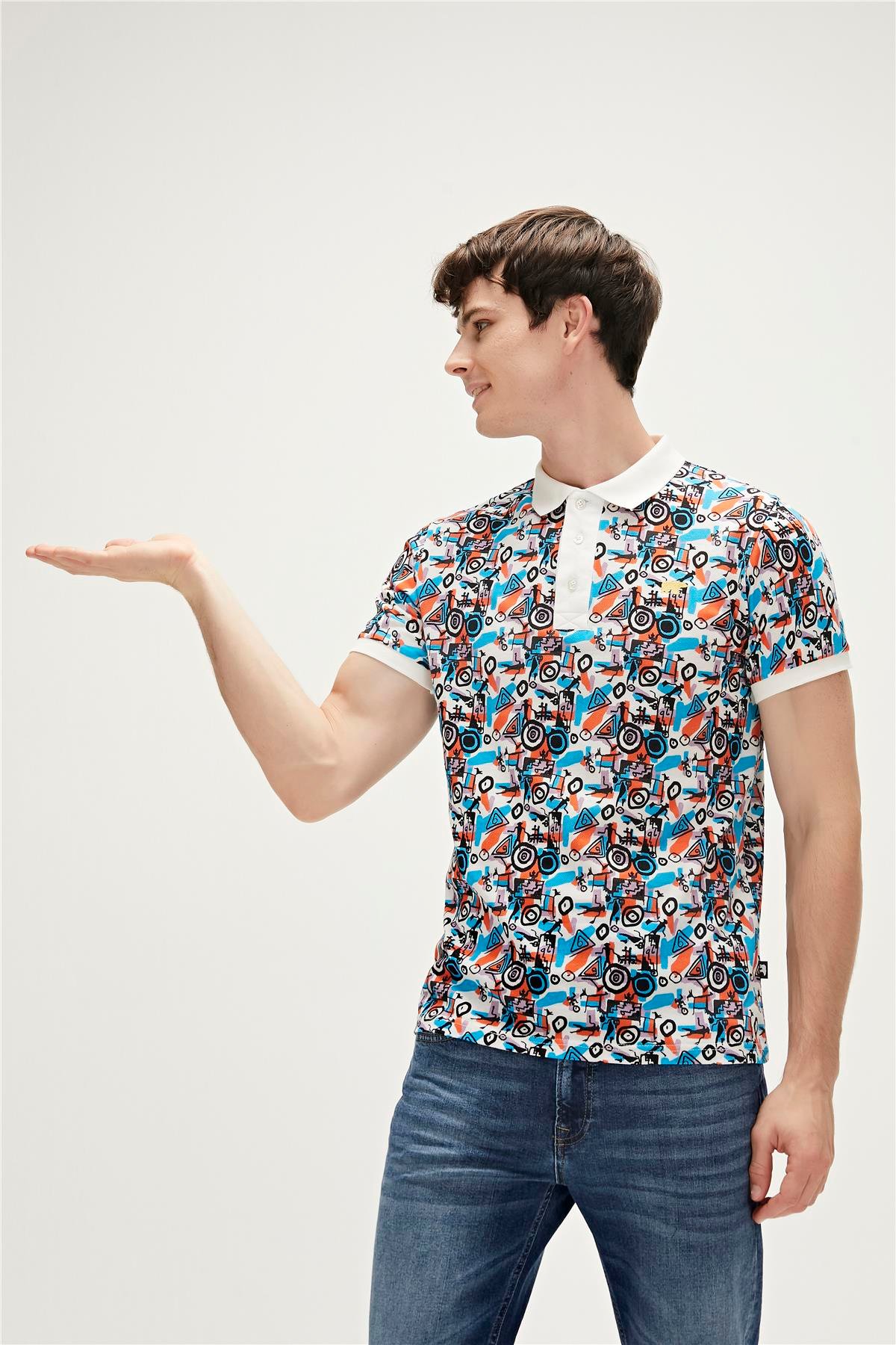 Bi-Face Marshmallow Beyaz Polo Yaka Erkek T-Shirt