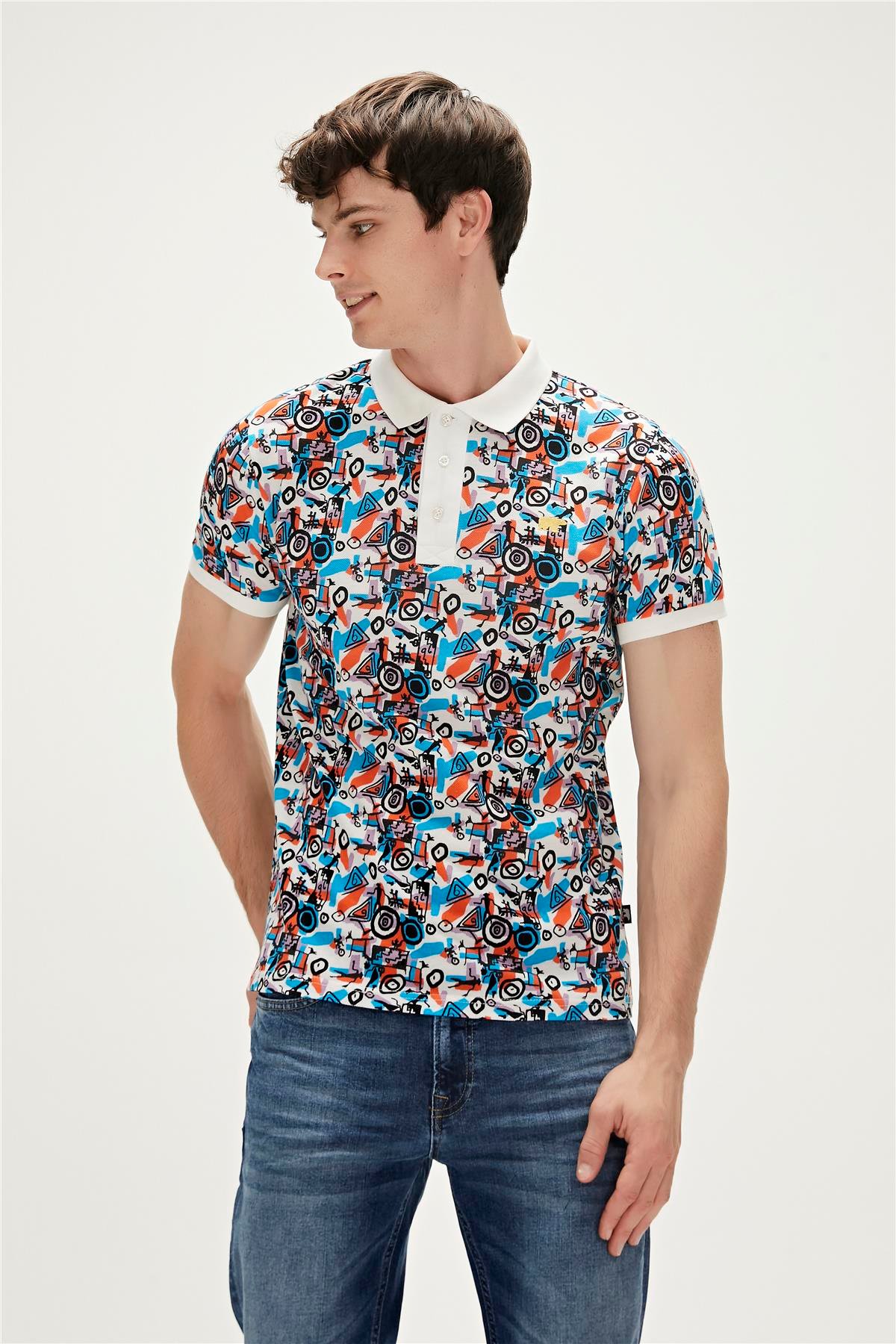 Bi-Face Marshmallow Beyaz Polo Yaka Erkek T-Shirt