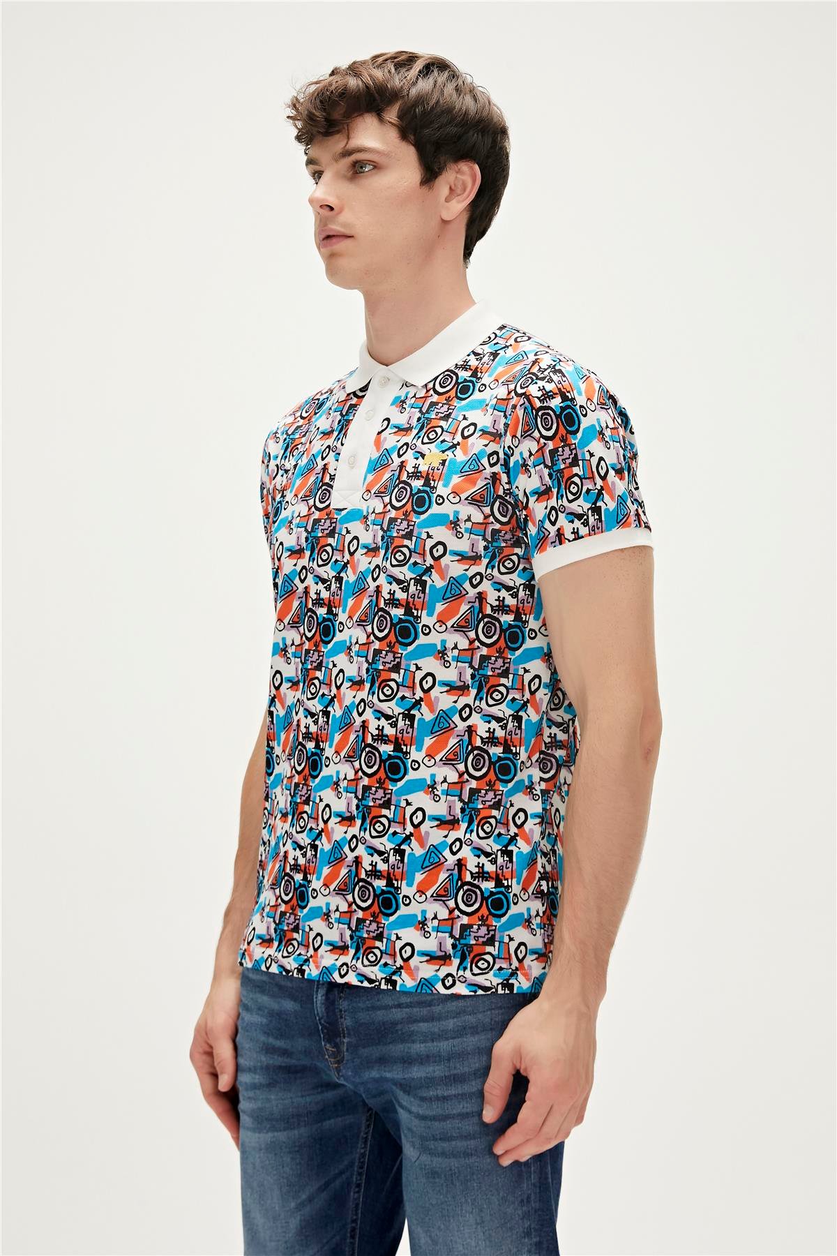 Bi-Face Marshmallow Beyaz Polo Yaka Erkek T-Shirt