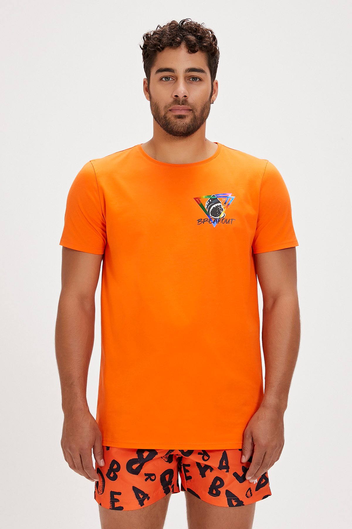 Bite Turuncu Baskılı Erkek Tişört
